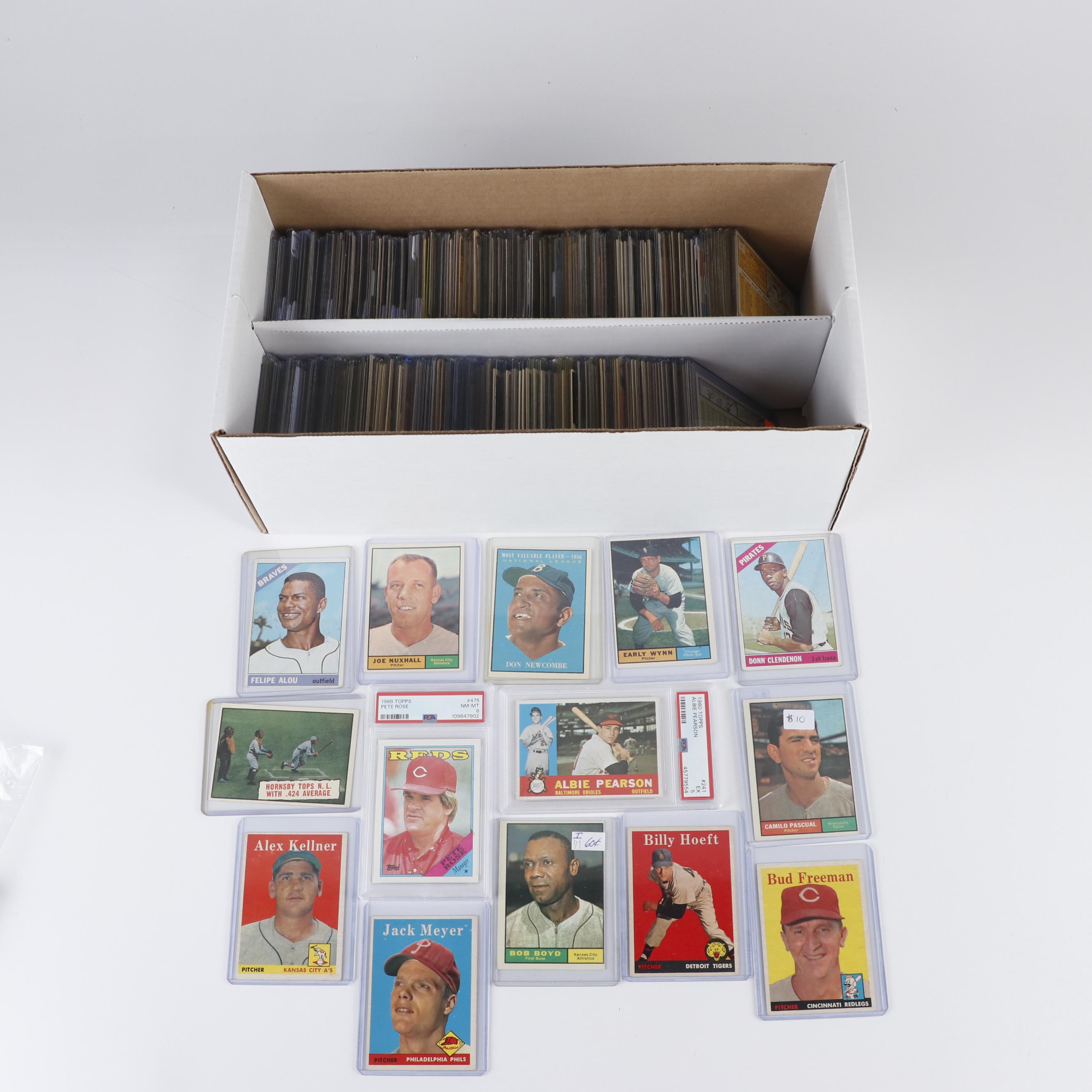 Lot of 250+ Cards With Graded Pete Rose, 1950, 1960s and 1980s