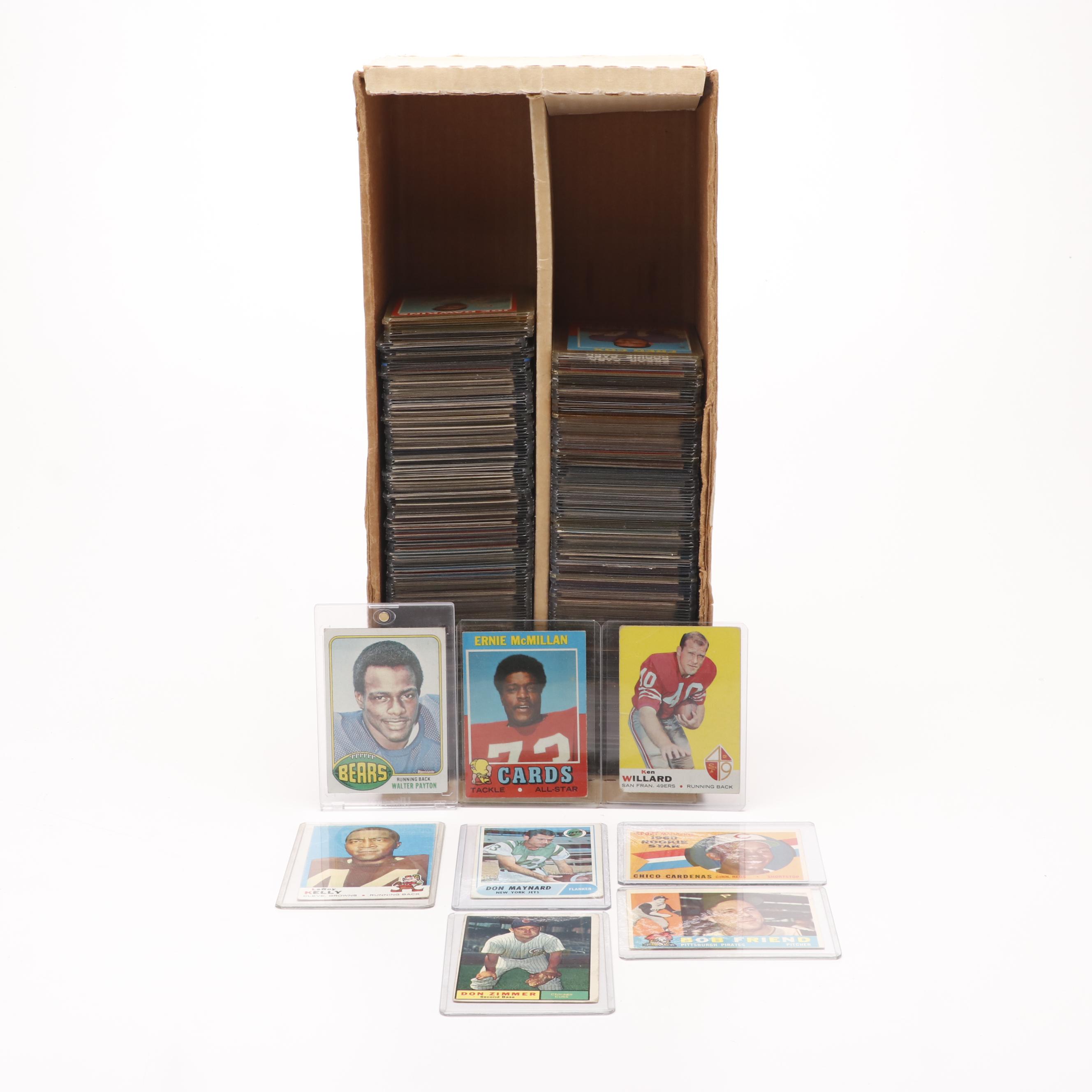 Lot of 250+ Vintage Football Cards From 1960s - 1970s Featuring Payton Rookie