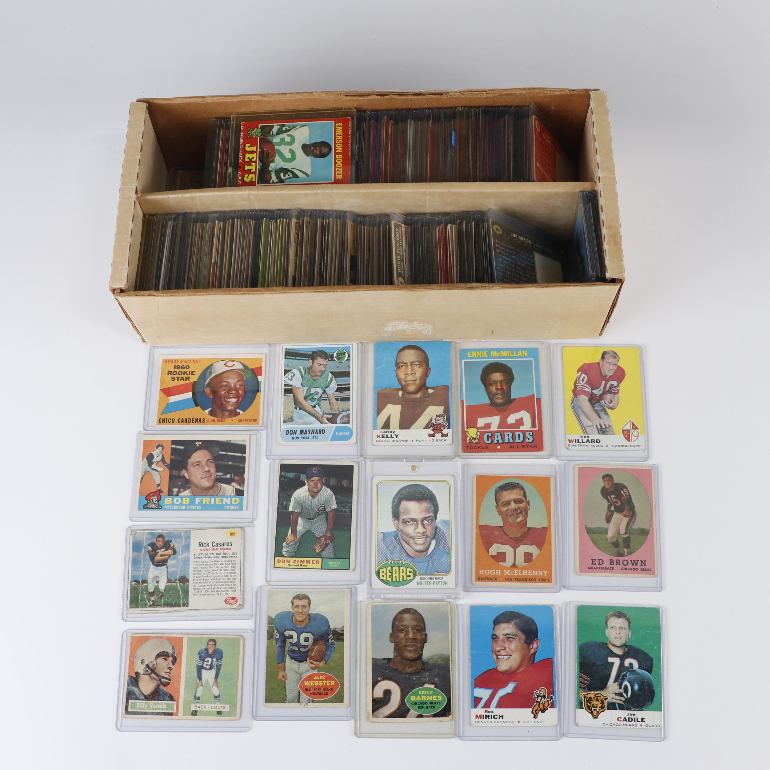 Lot of 250+ Vintage Football Cards From 1960s - 1970s Featuring Payton Rookie