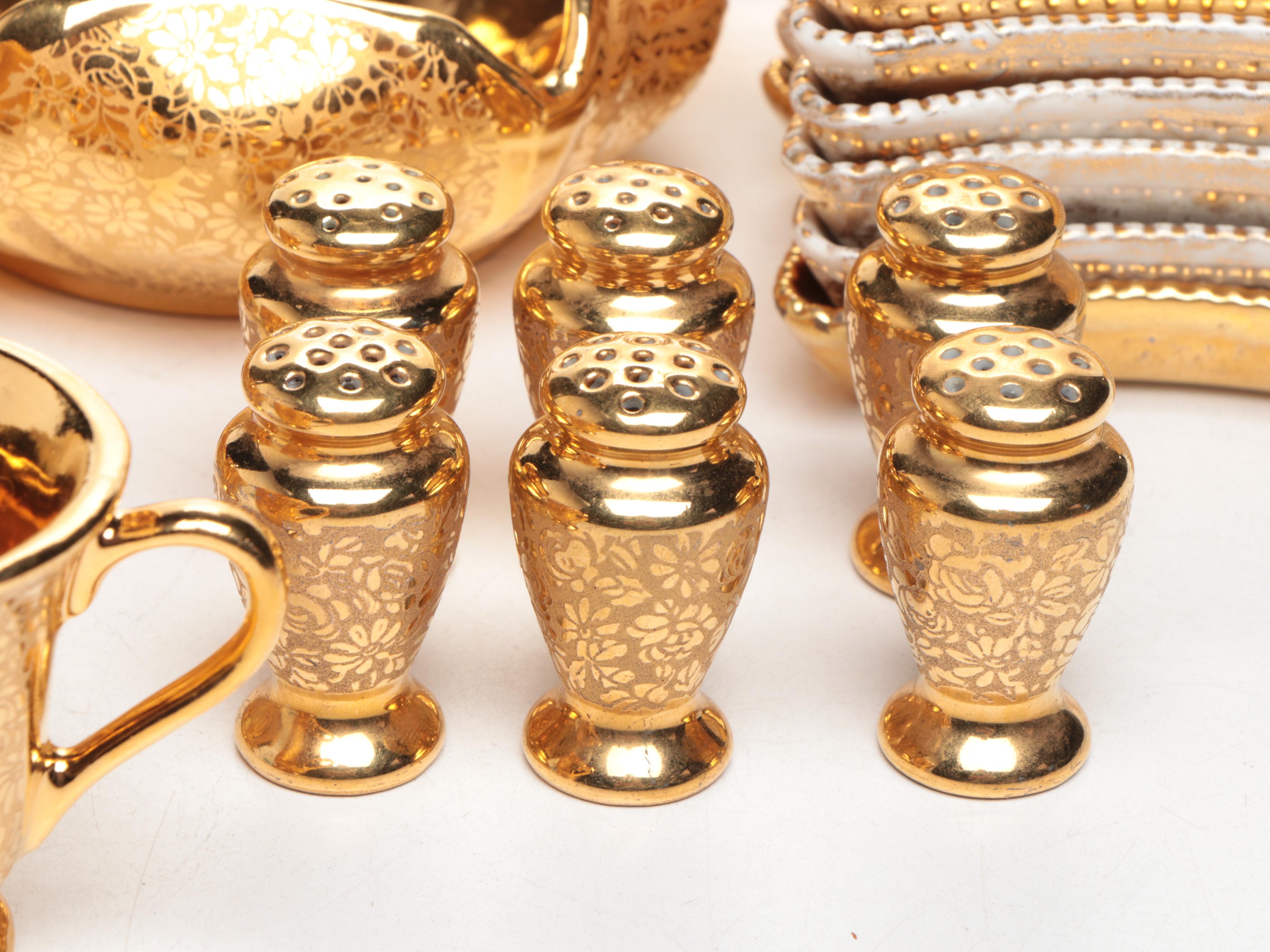 Le Mieux 24K Gold and Platinum Hand Decorated Boxes and Table Accessories