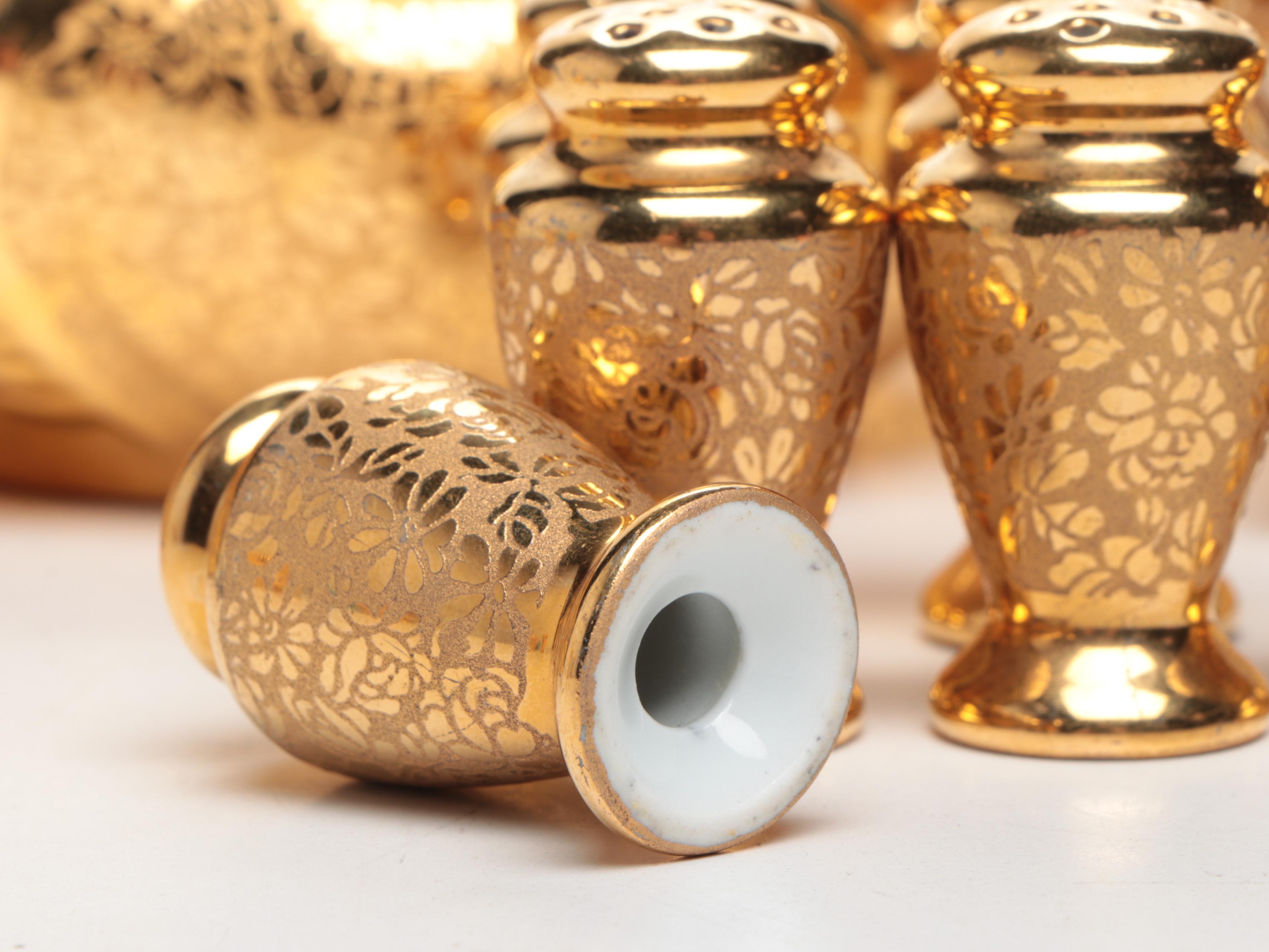 Le Mieux 24K Gold and Platinum Hand Decorated Boxes and Table Accessories