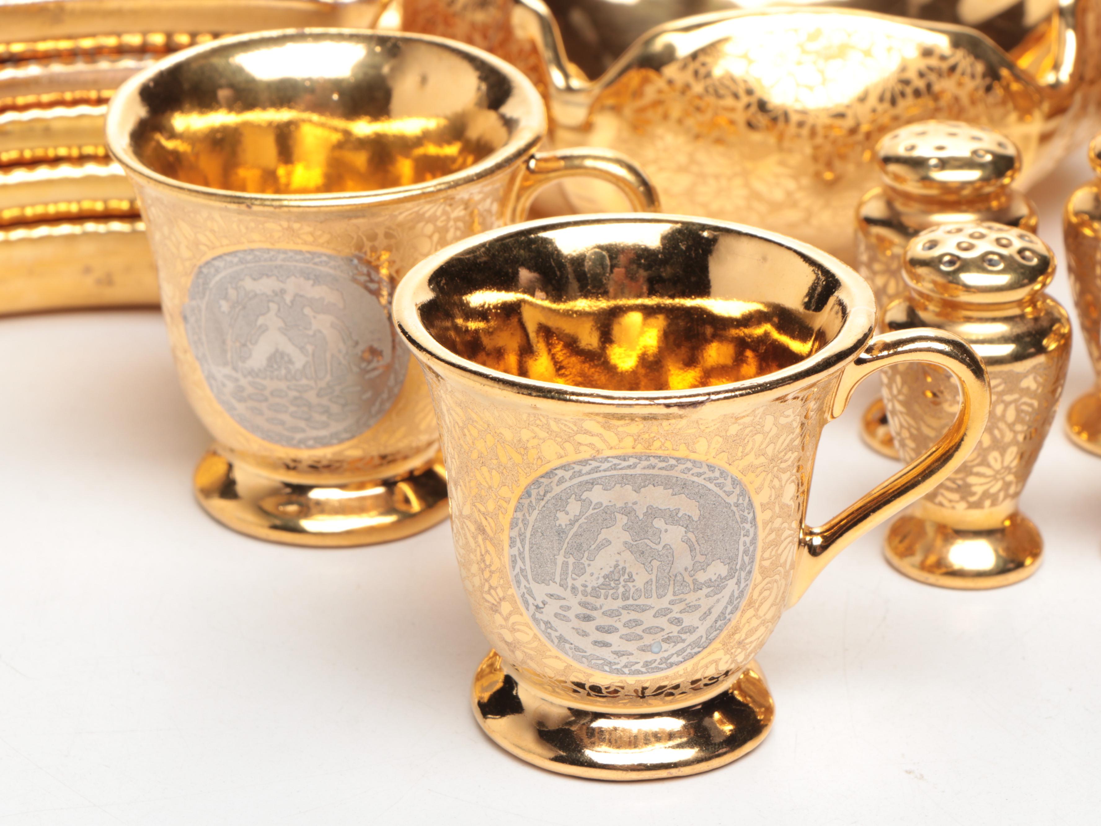 Le Mieux 24K Gold and Platinum Hand Decorated Boxes and Table Accessories