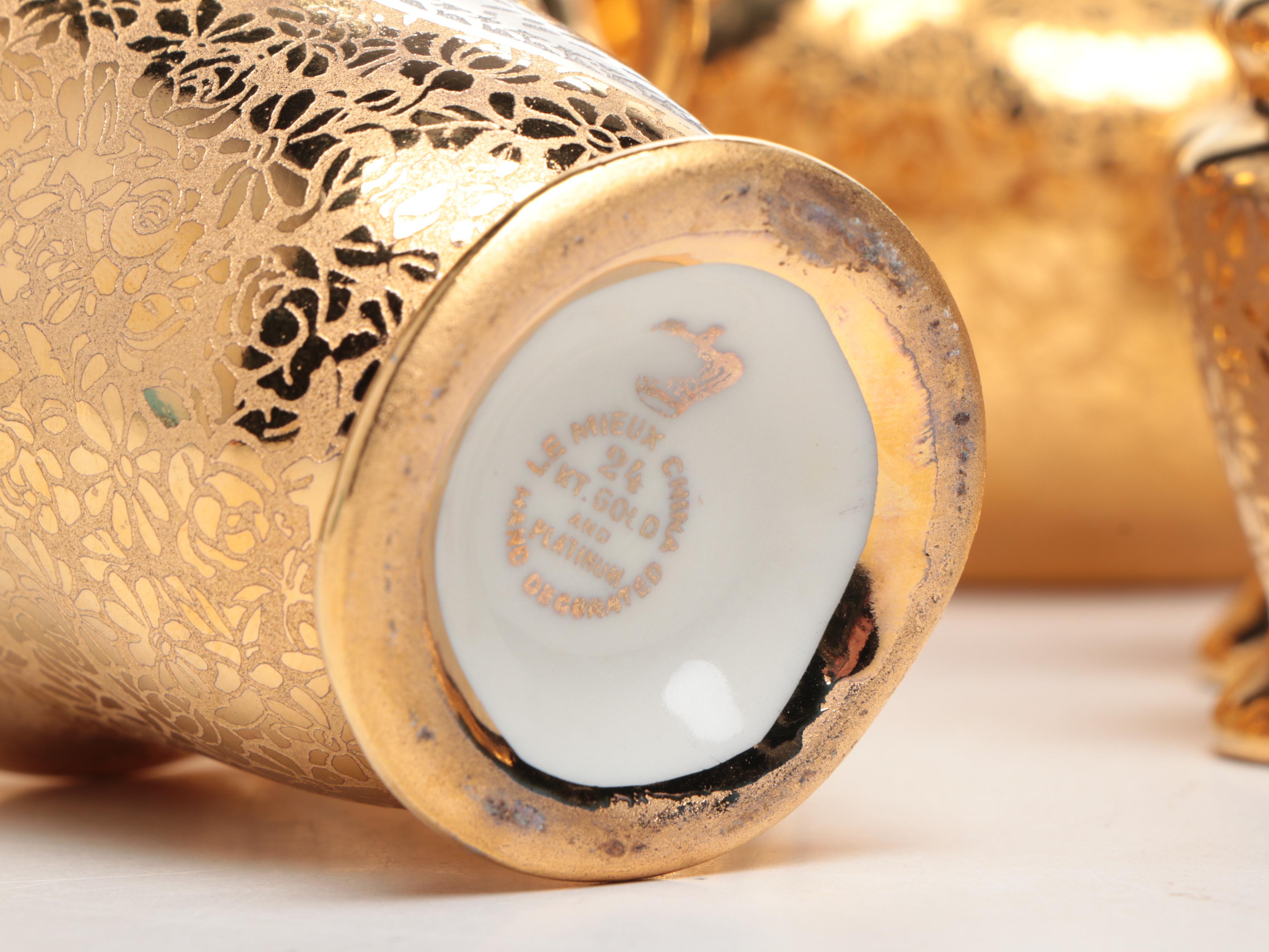 Le Mieux 24K Gold and Platinum Hand Decorated Boxes and Table Accessories