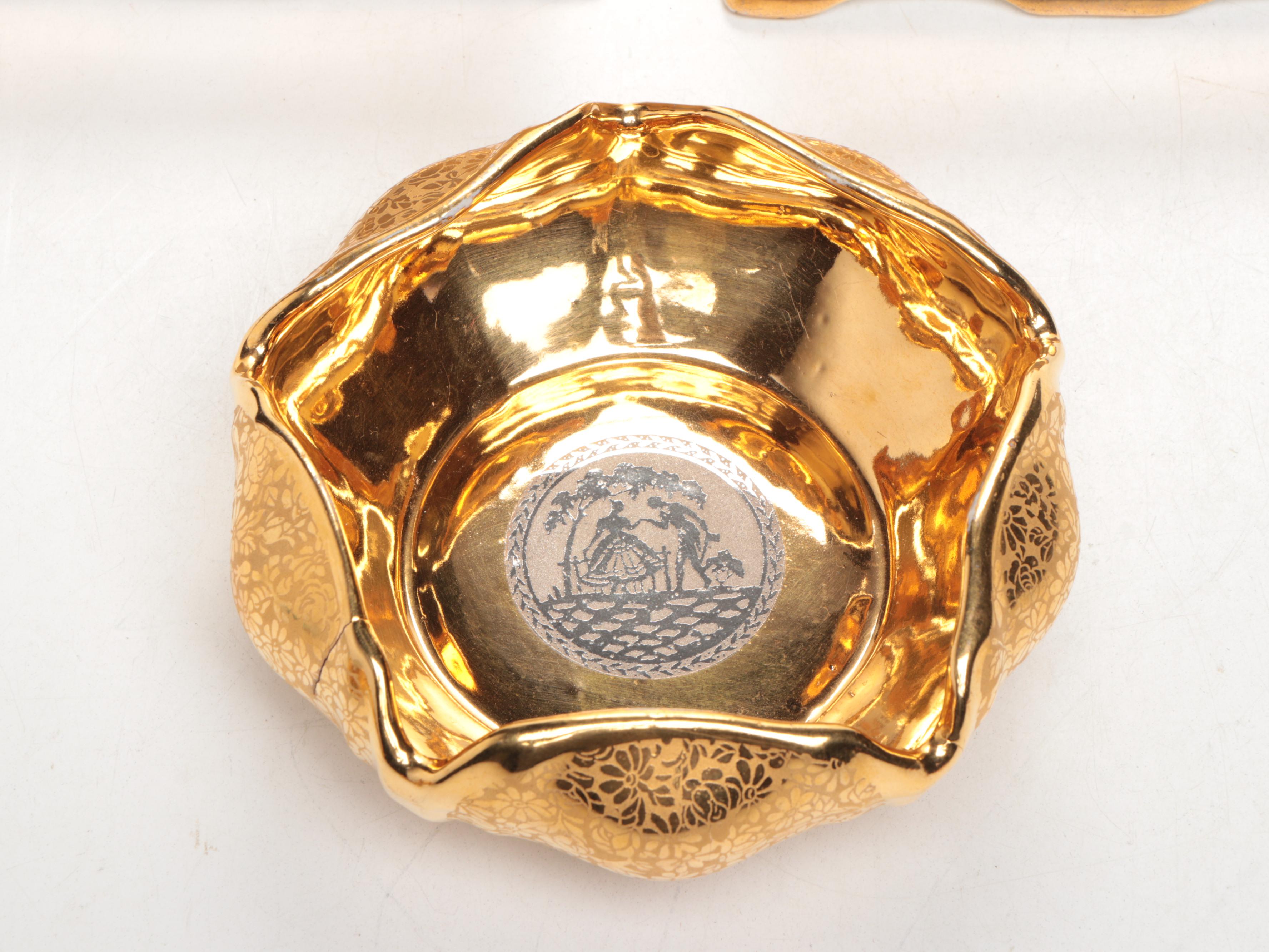 Le Mieux 24K Gold and Platinum Hand Decorated Boxes and Table Accessories