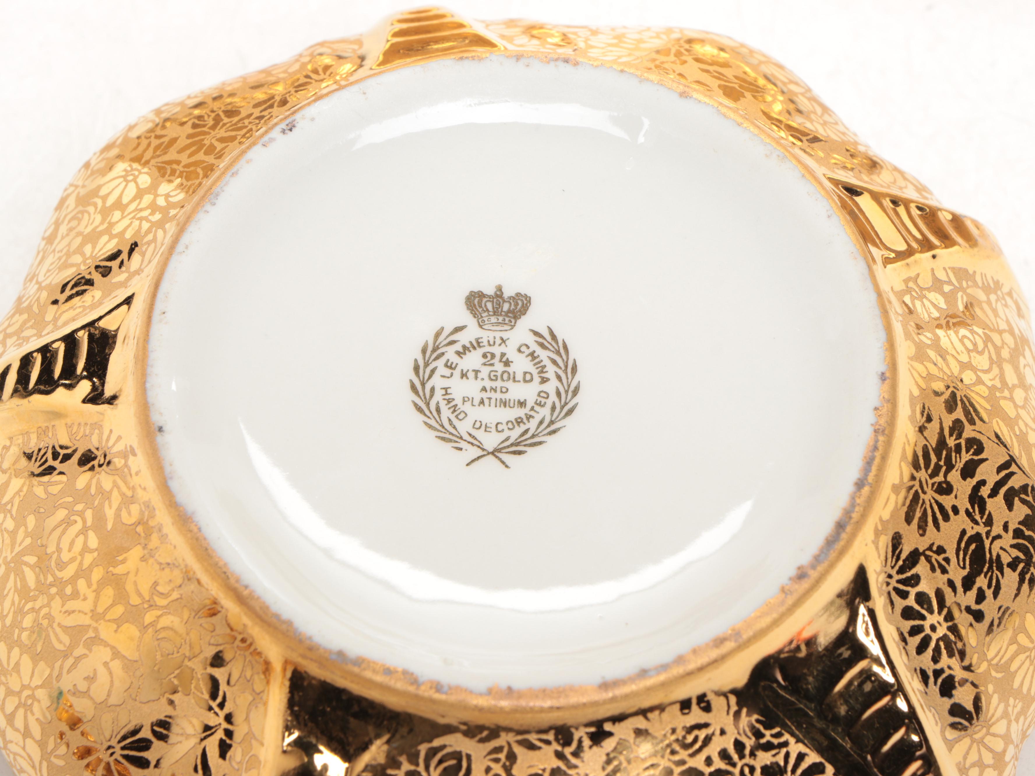 Le Mieux 24K Gold and Platinum Hand Decorated Boxes and Table Accessories