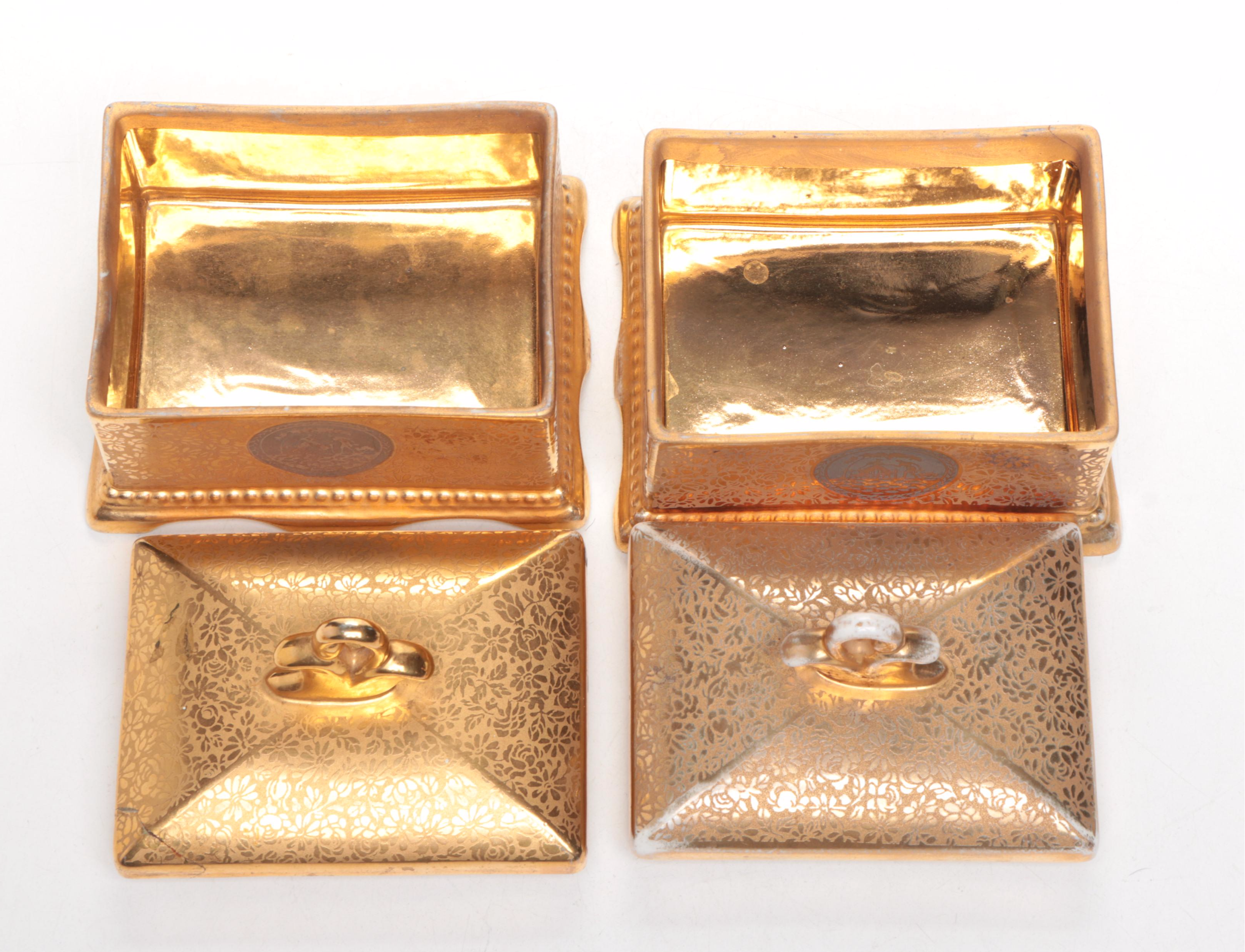 Le Mieux 24K Gold and Platinum Hand Decorated Boxes and Table Accessories