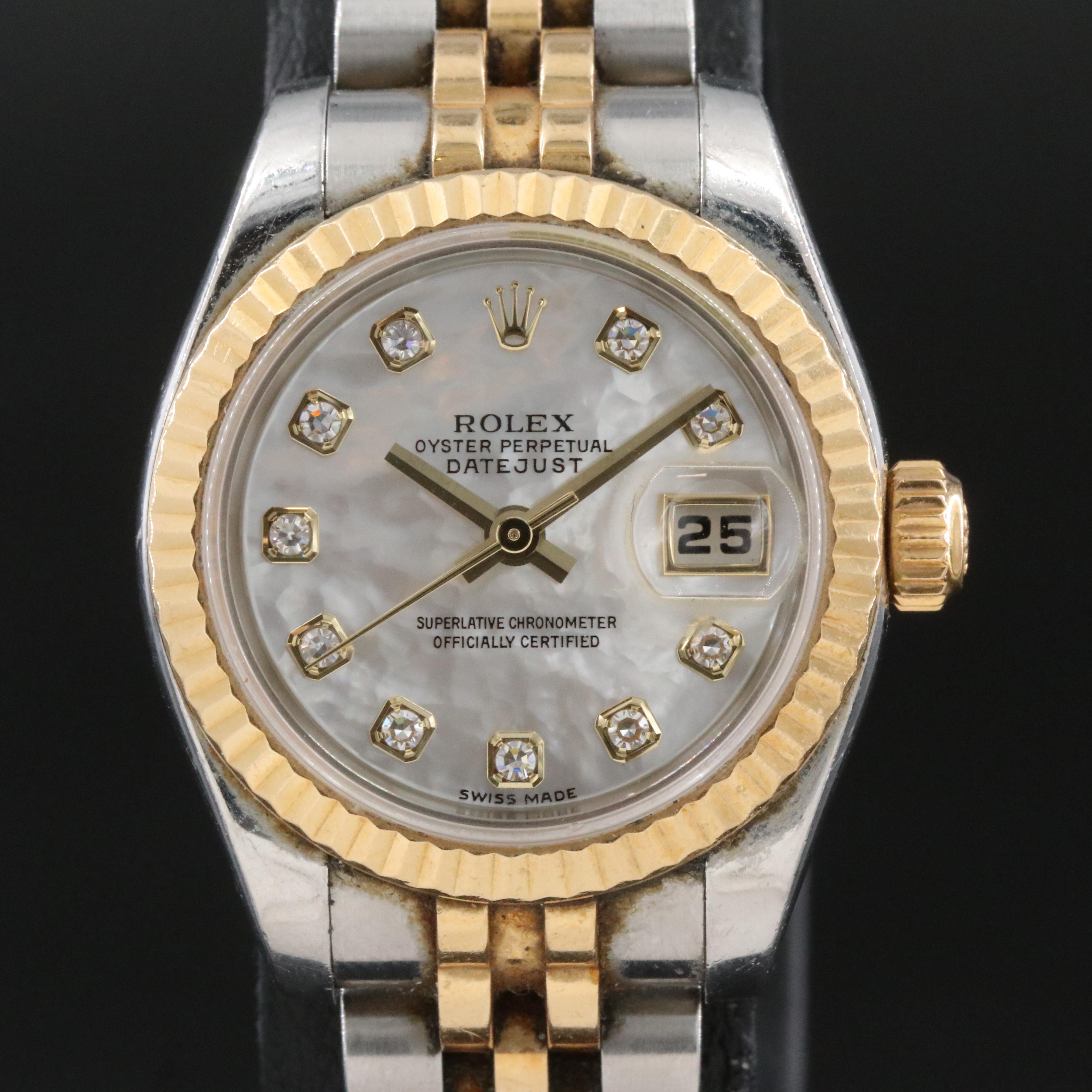 Rolex Datejust 179173 Diamond Mother-of-Pearl 26mm 18K Steel Automatic Watch