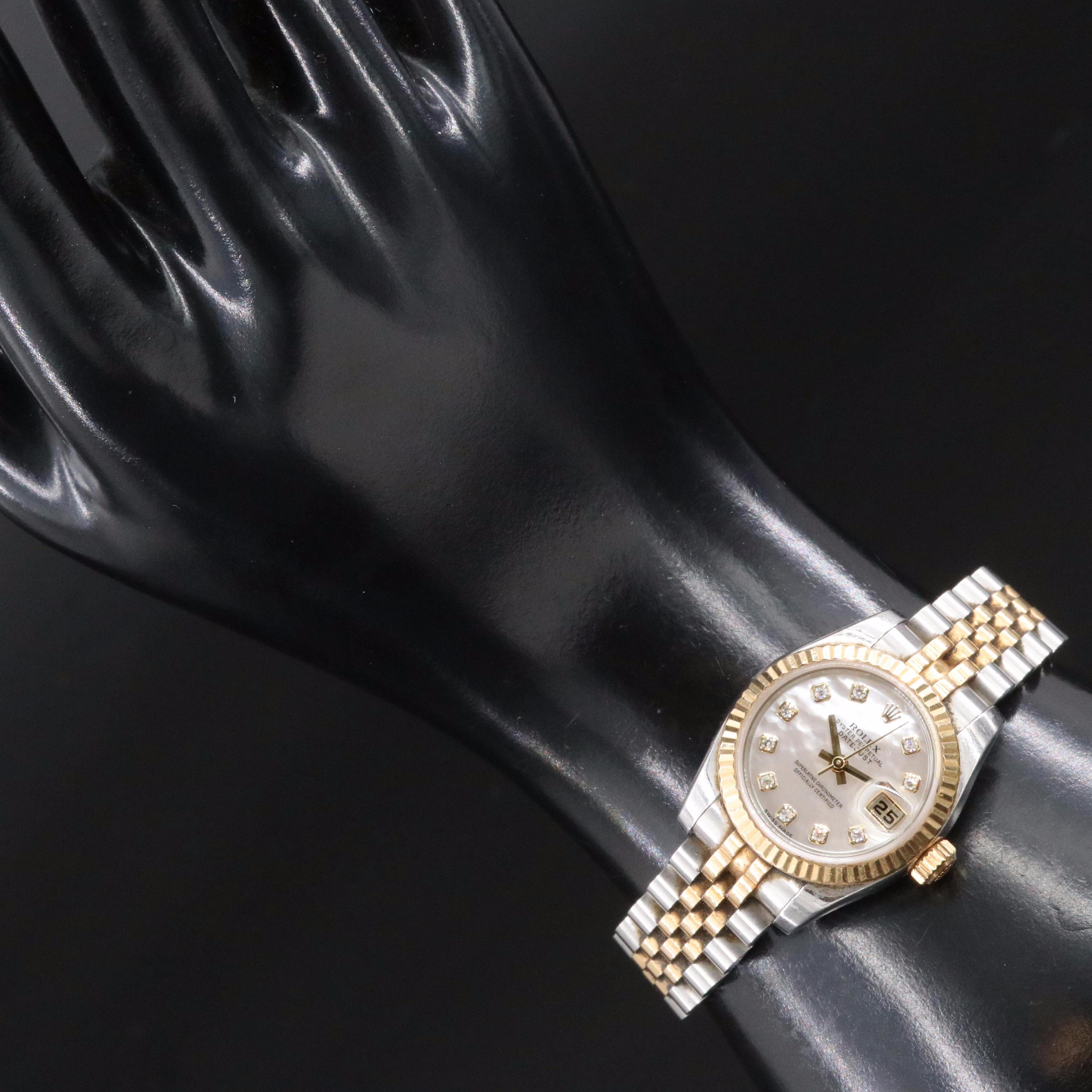 Rolex Datejust 179173 Diamond Mother-of-Pearl 26mm 18K Steel Automatic Watch