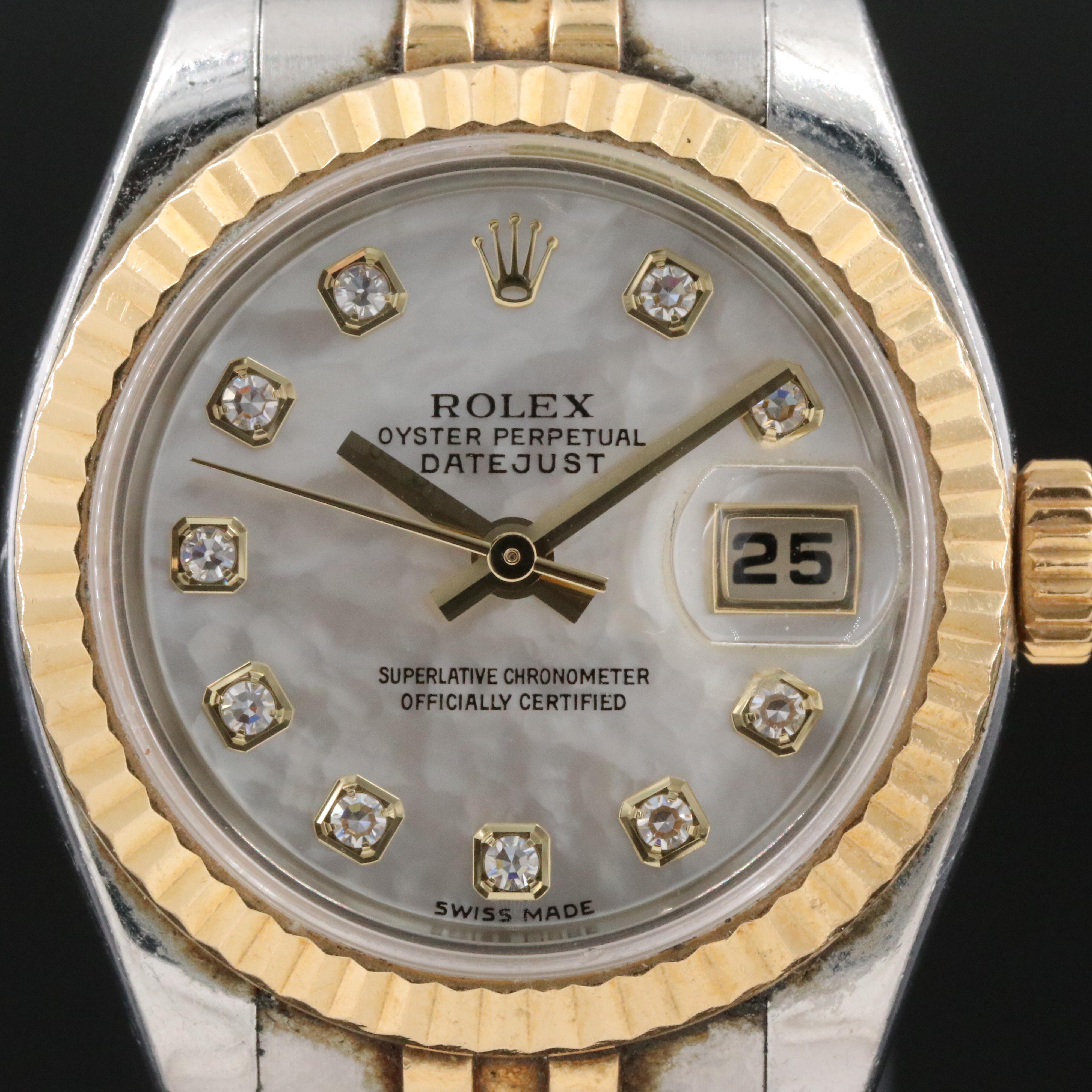 Rolex Datejust 179173 Diamond Mother-of-Pearl 26mm 18K Steel Automatic Watch