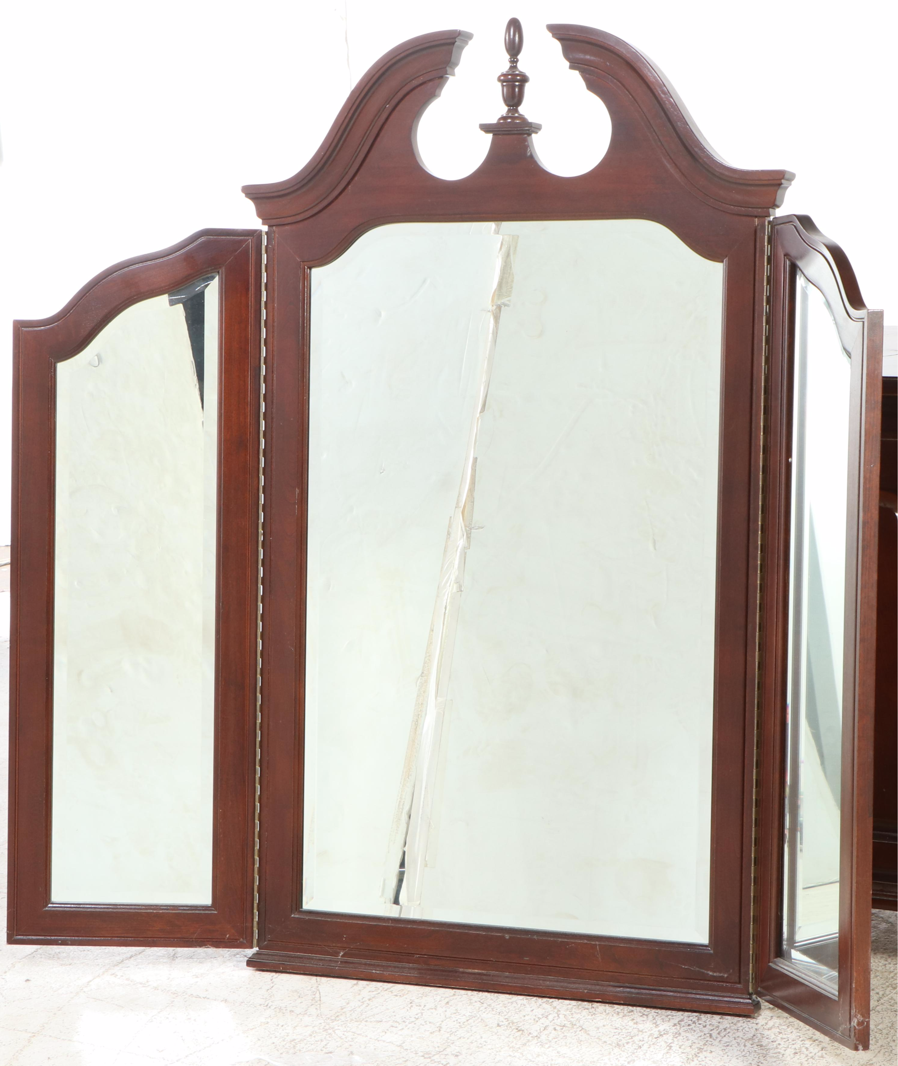 Thomasville Chippendale Style Cherry Dresser with Hinged Mirror