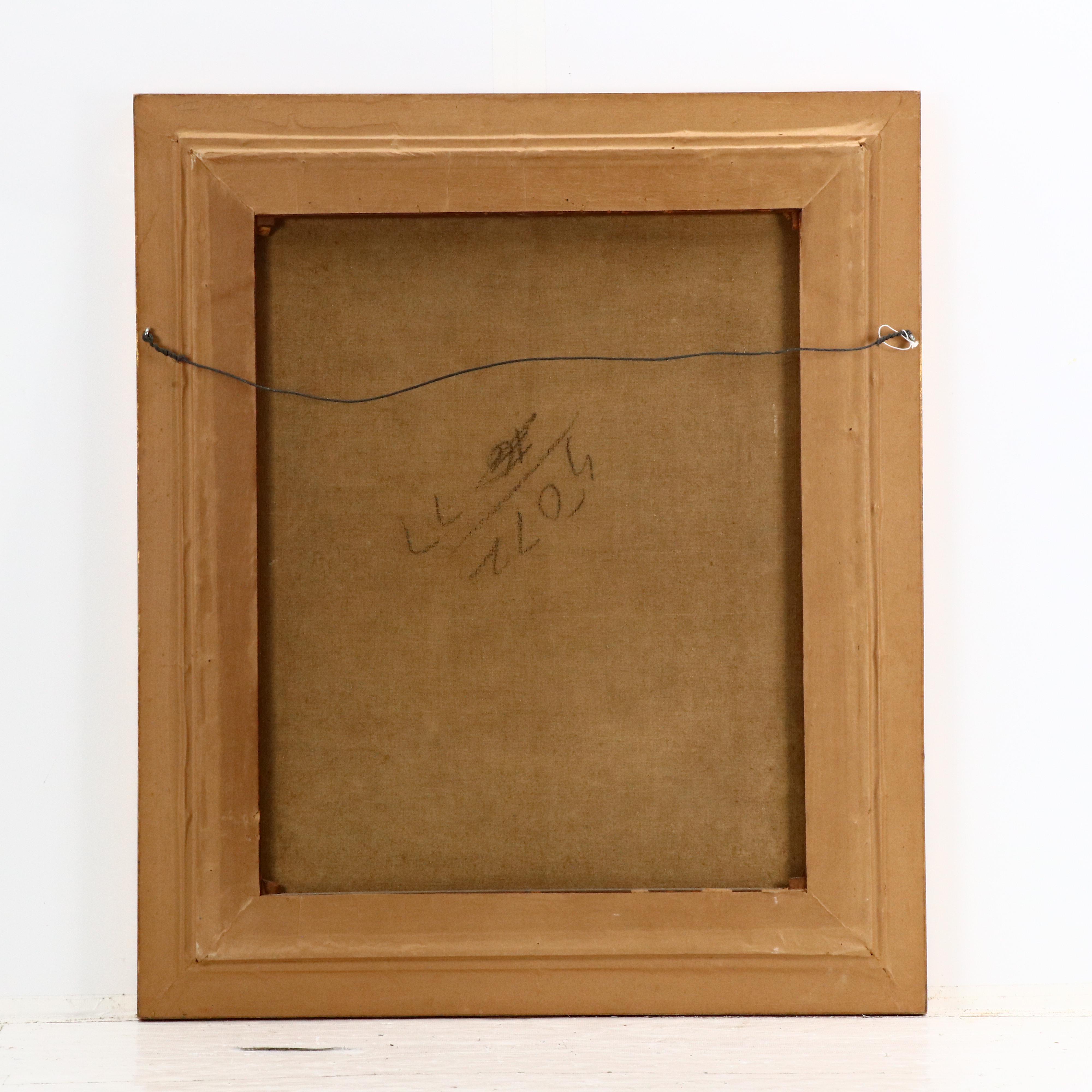 Portrait Oil Painting of Young Woman In Fine Dress, 19th Century