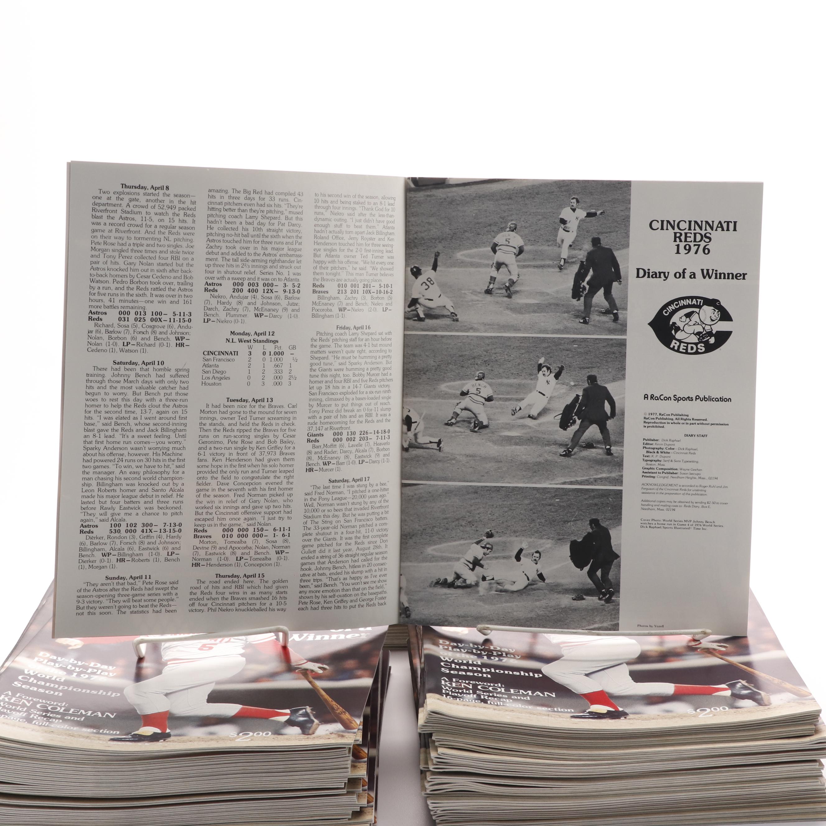 100 Never-Circulated Big Red Machine "Diary of a Winner" Magazines, 1976