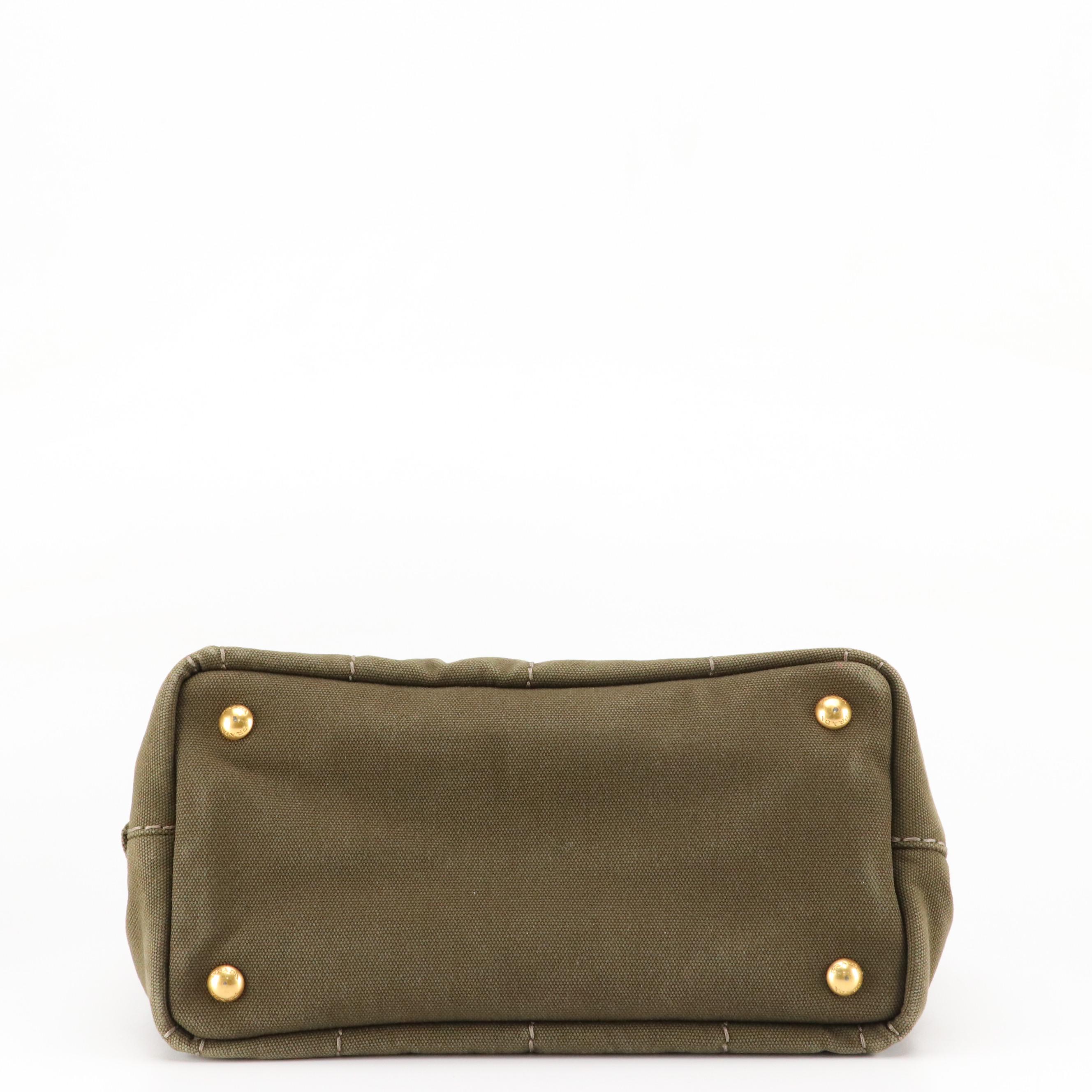 Prada Olive Green Canvas Canapa Logo Handbag