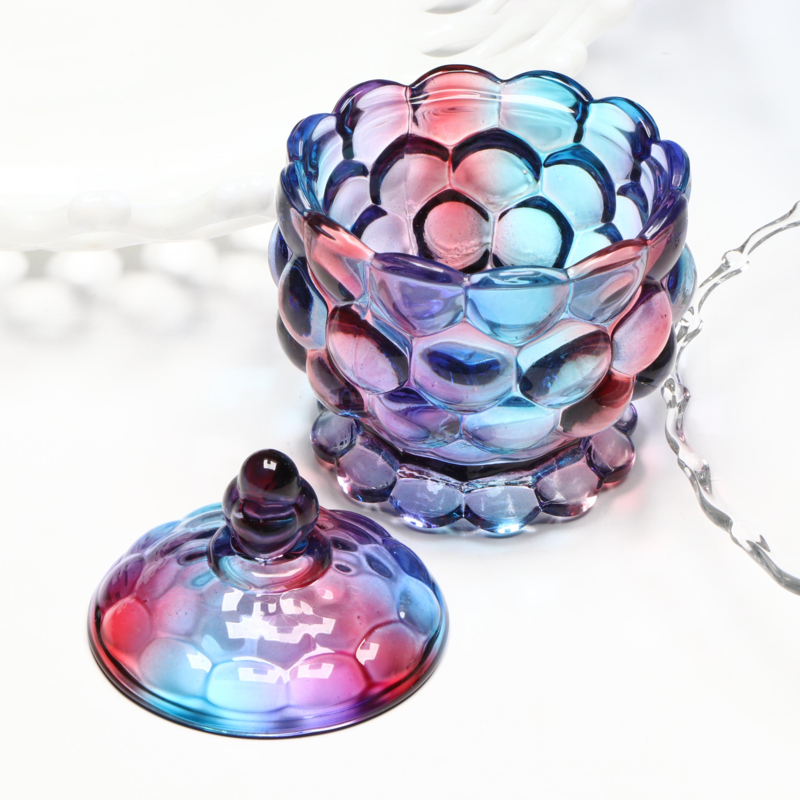 French Arcopal "Honorine" Glass Salad Plates with Other Glass Table Accessories