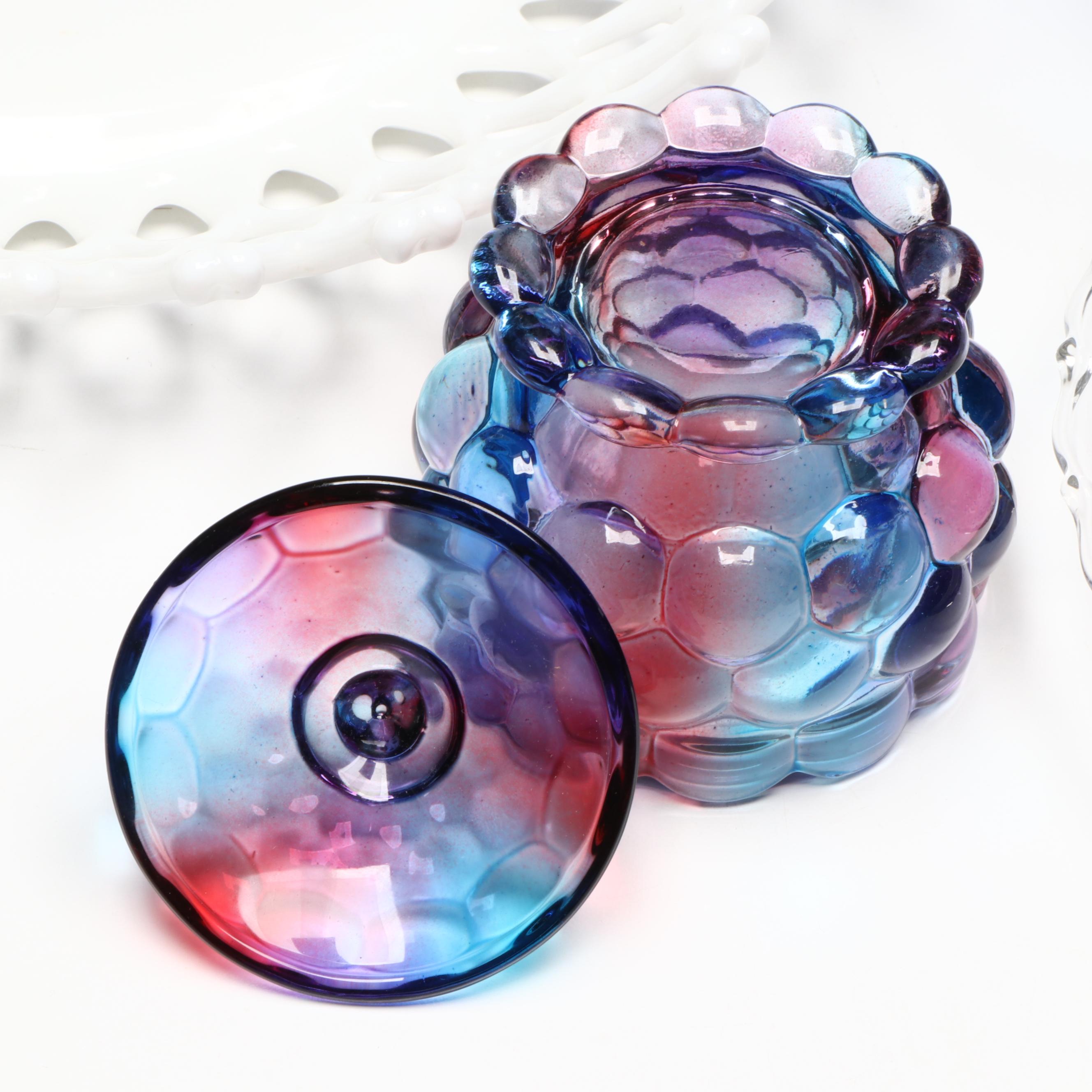 French Arcopal "Honorine" Glass Salad Plates with Other Glass Table Accessories