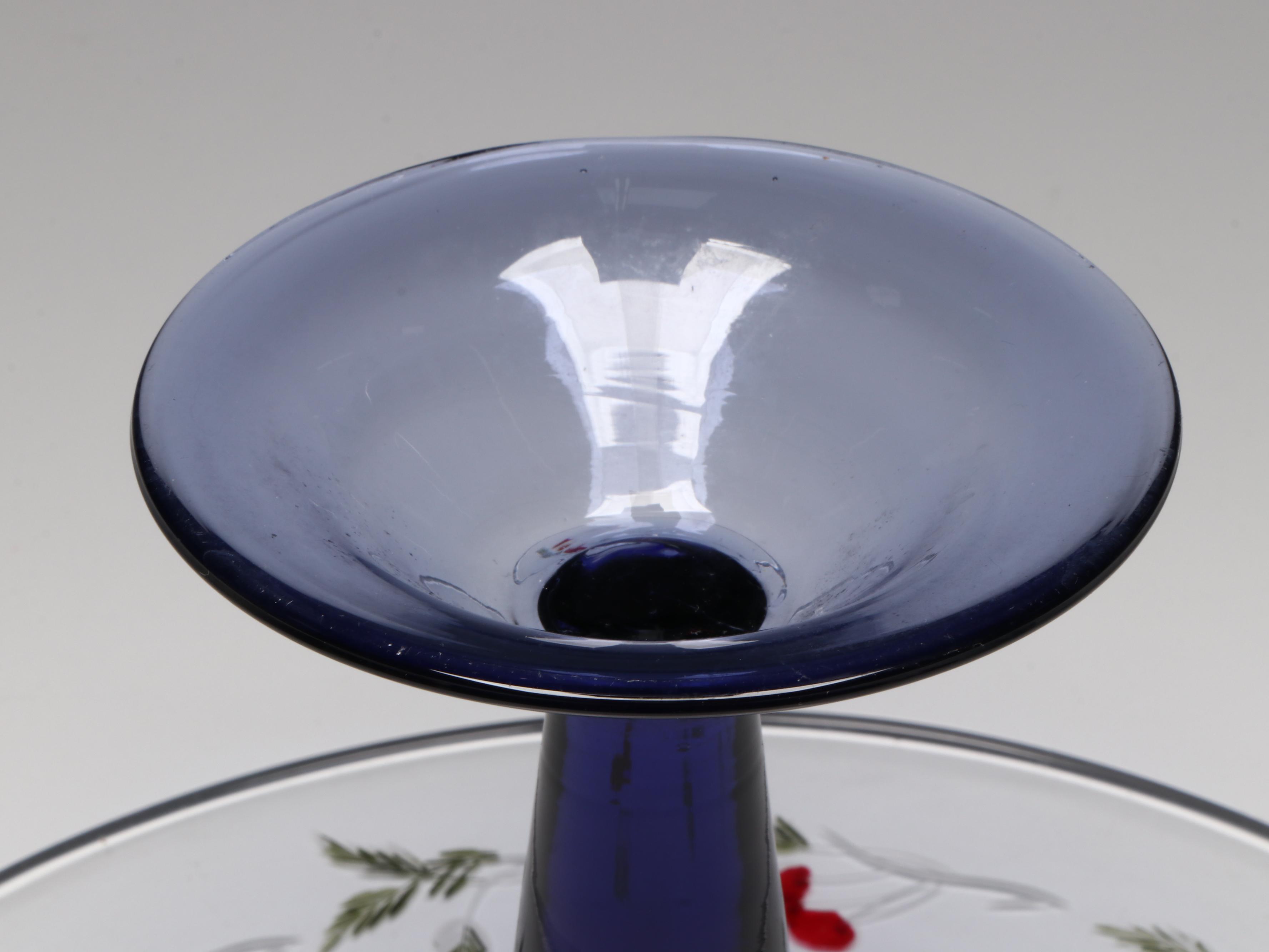 French Arcopal "Honorine" Glass Salad Plates with Other Glass Table Accessories