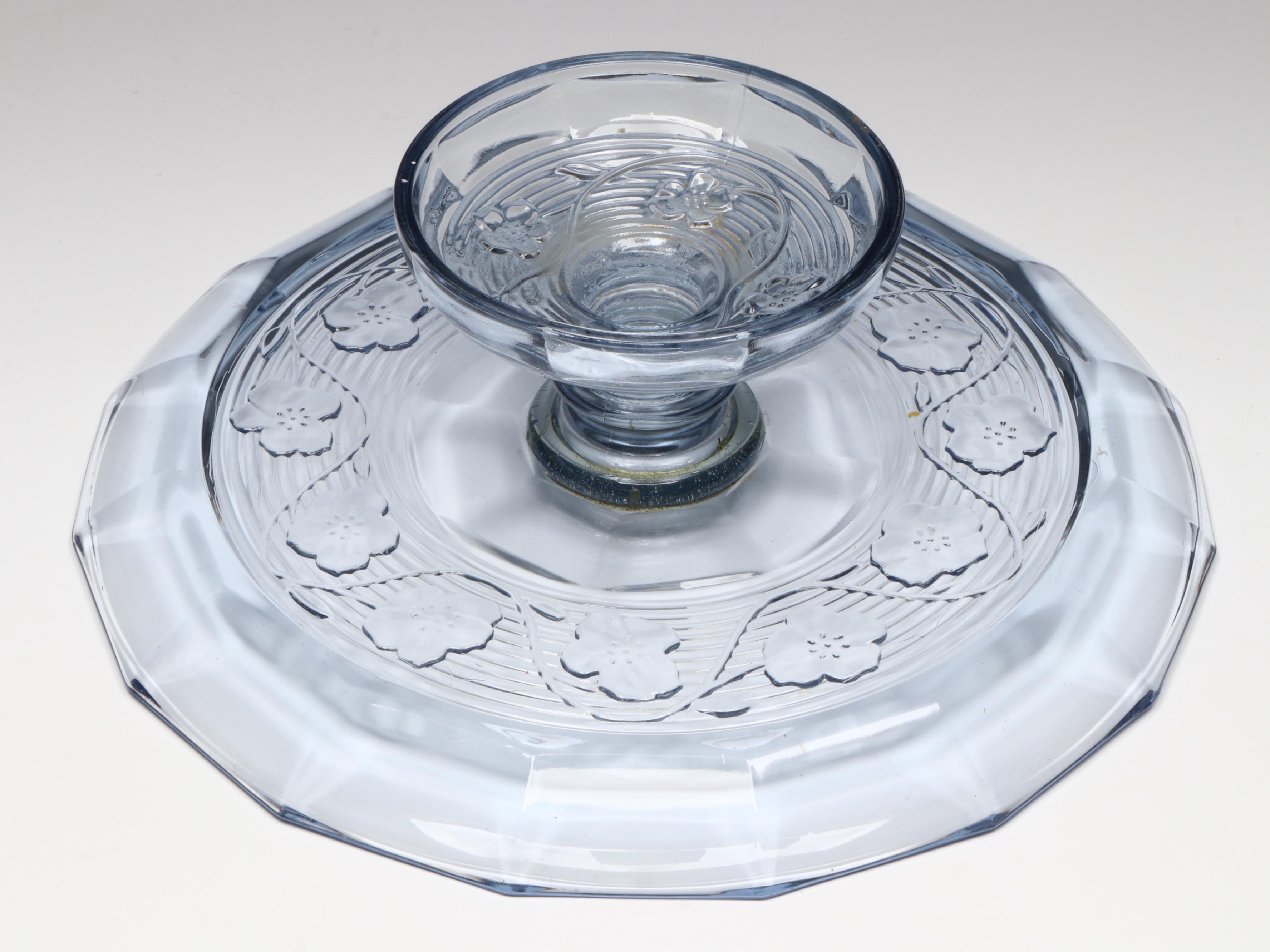 French Arcopal "Honorine" Glass Salad Plates with Other Glass Table Accessories
