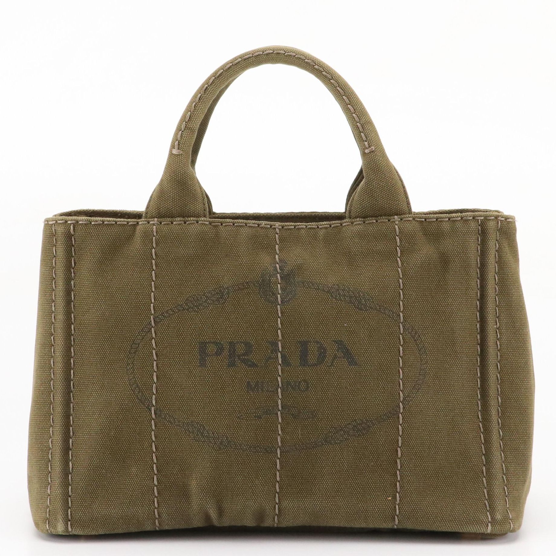 Prada Olive Green Canvas Canapa Logo Handbag