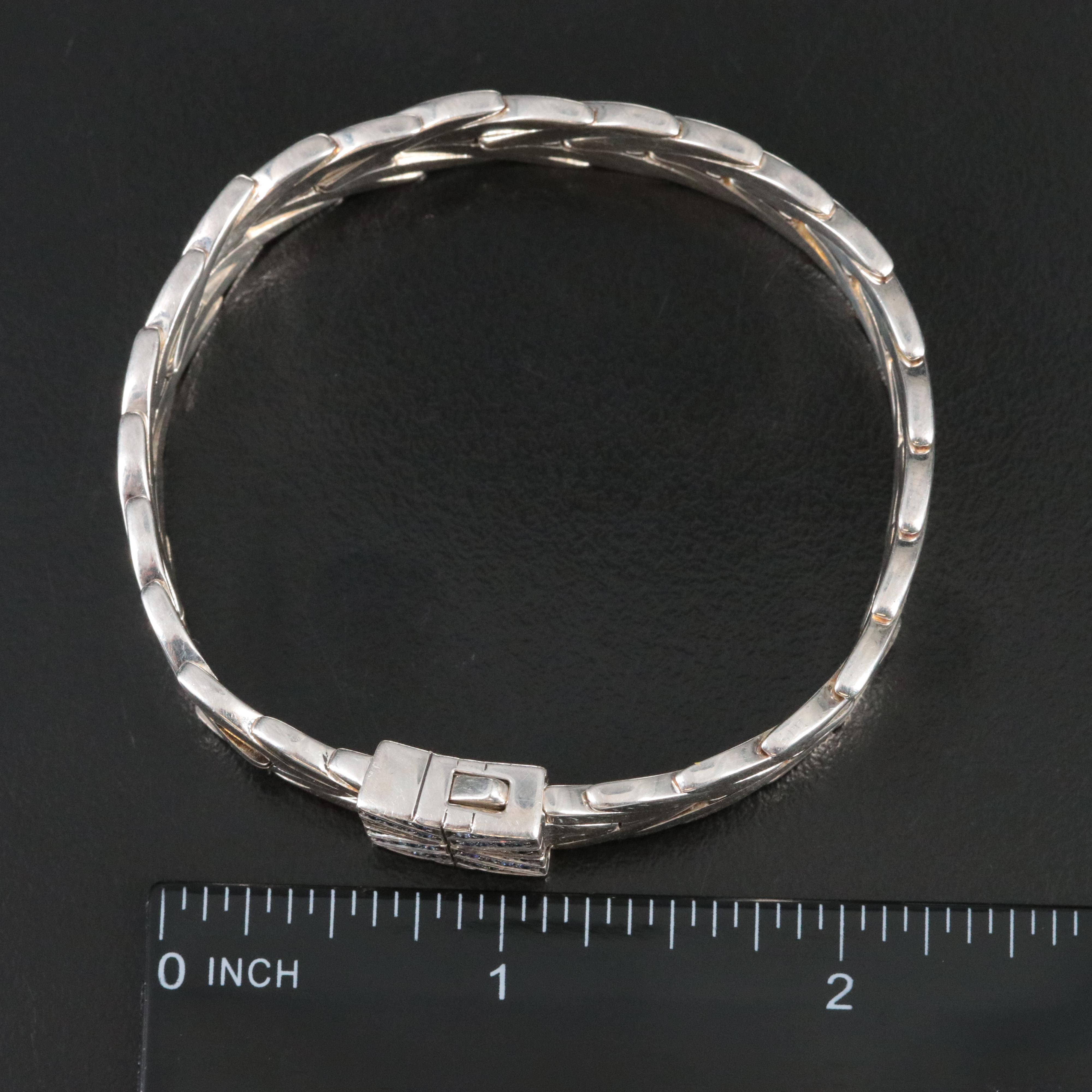 John Hardy Modern Chain Sterling Bracelet with Sapphire Clasp