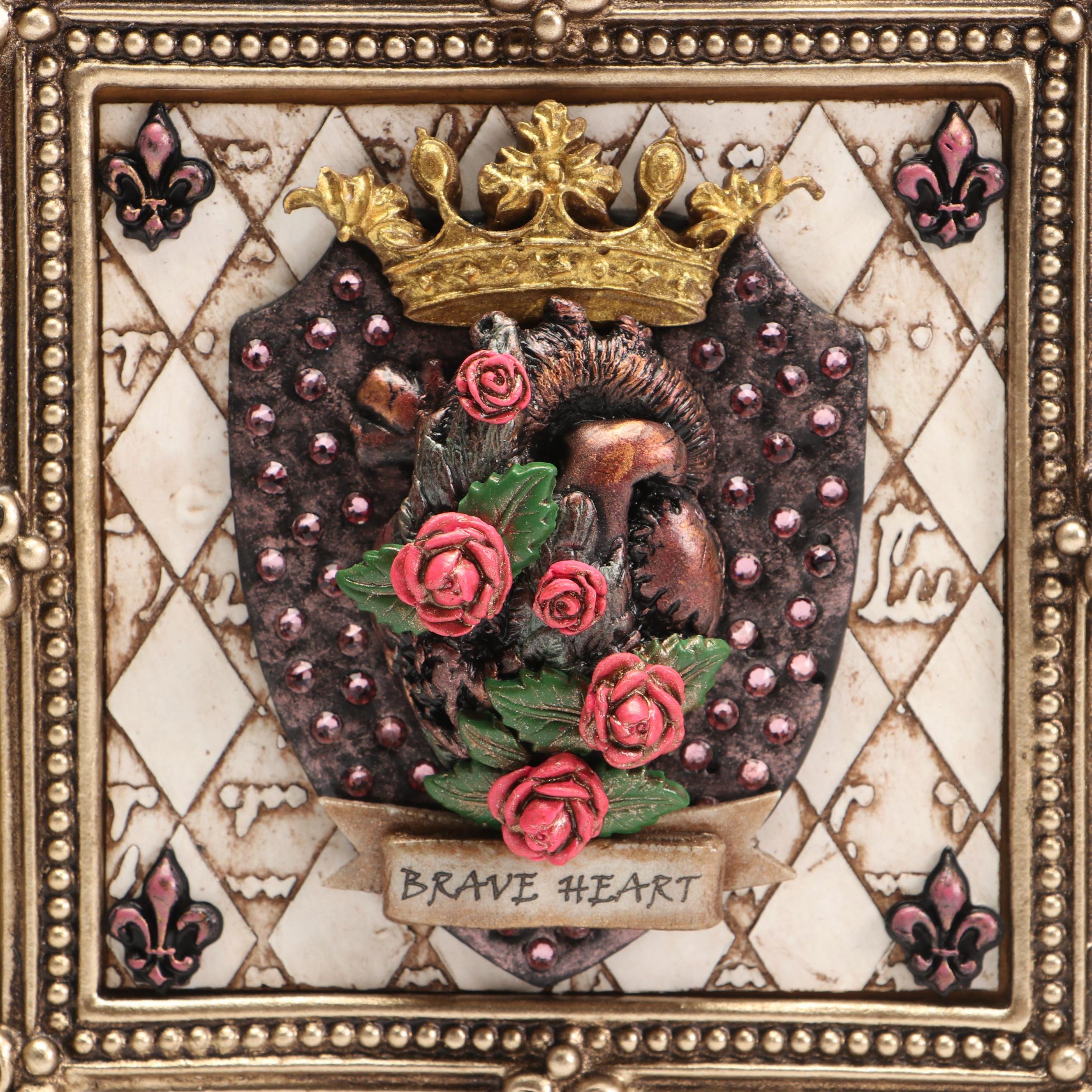 Deborah Kovacs-Sturdevant Mixed Media Composition "Brave Heart," 21st Century