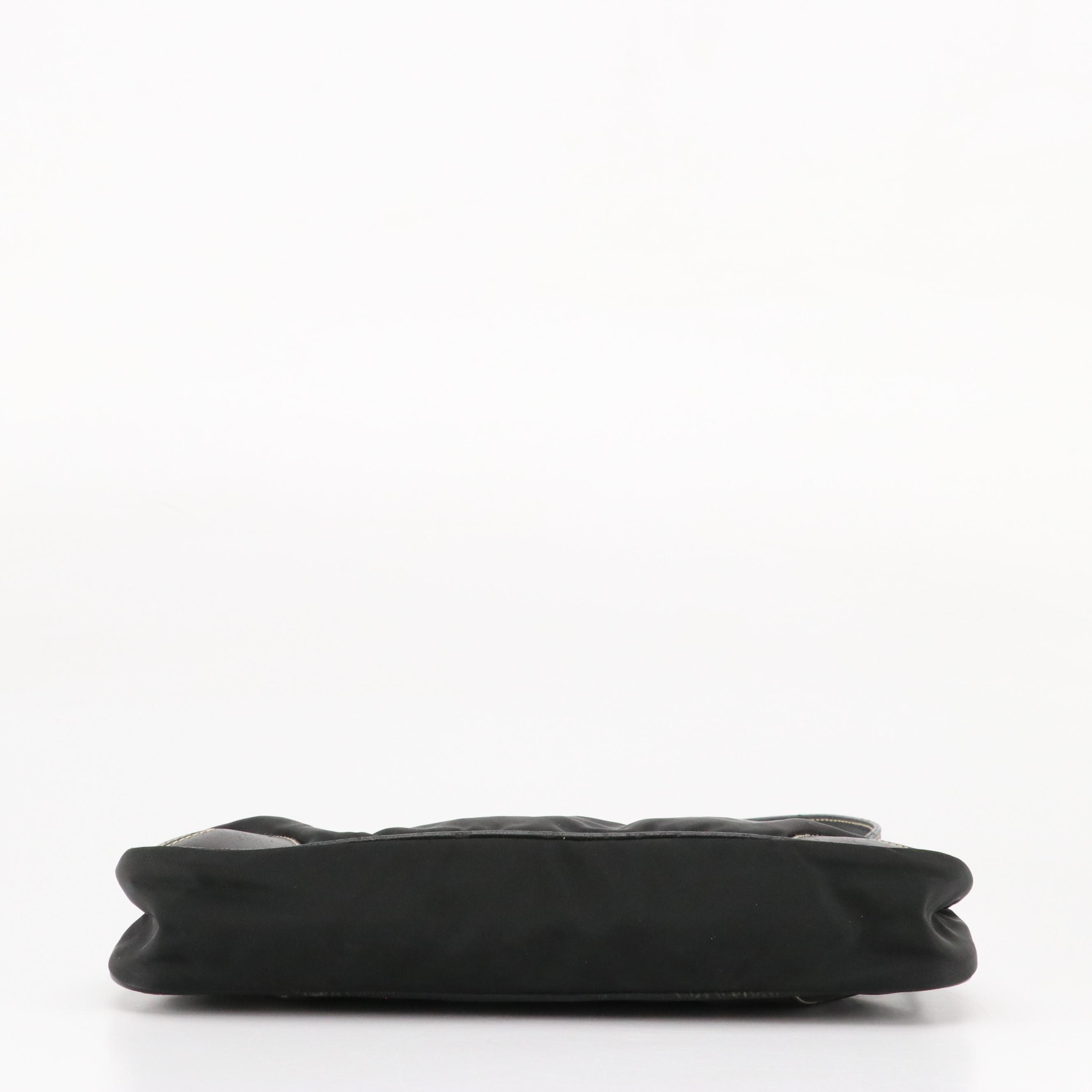 Prada Black Tessuto Nylon Baguette with Leather Handles