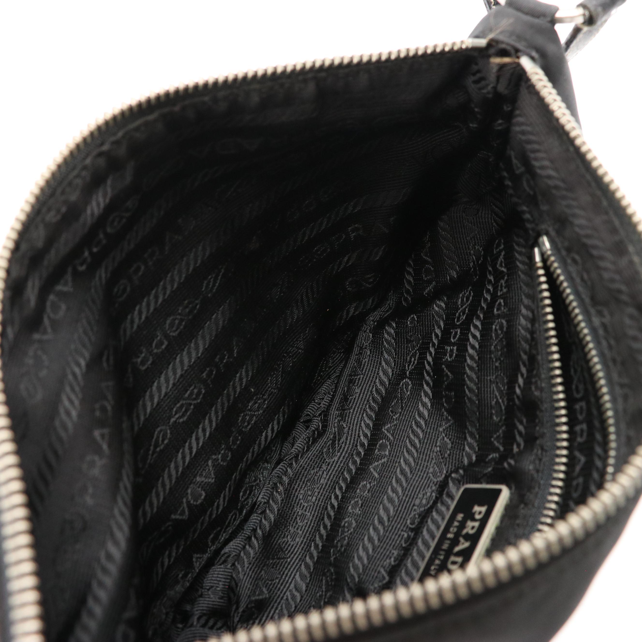 Prada Black Tessuto Nylon Baguette with Leather Handles