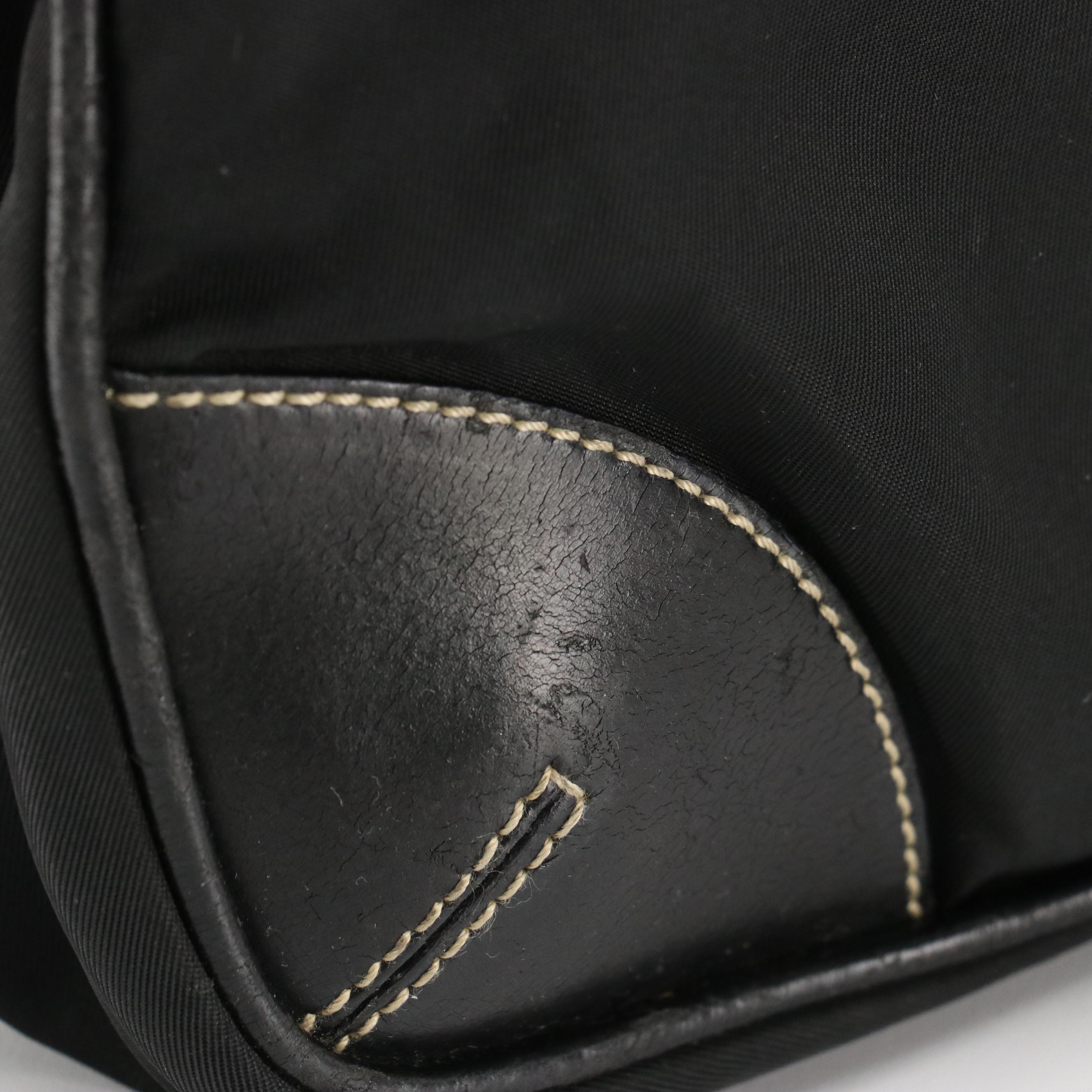 Prada Black Tessuto Nylon Baguette with Leather Handles