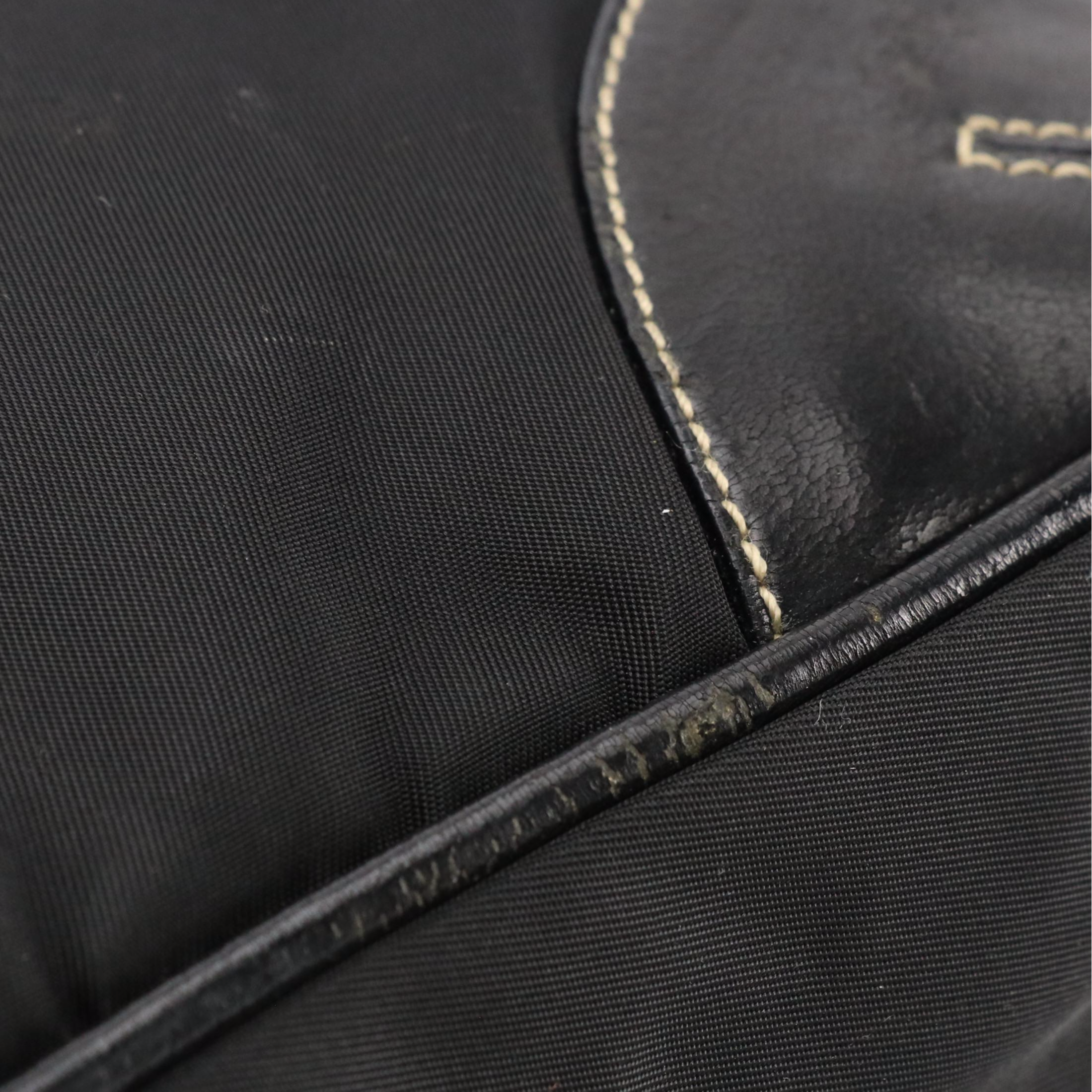 Prada Black Tessuto Nylon Baguette with Leather Handles