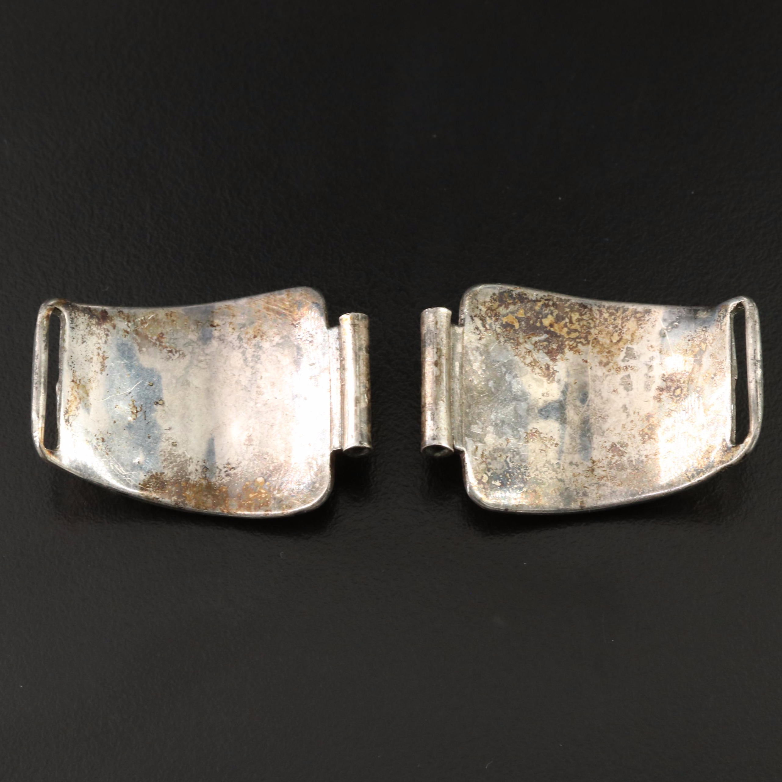 Vintage Western 900 Silver Inlay Watch Bracelet Ends