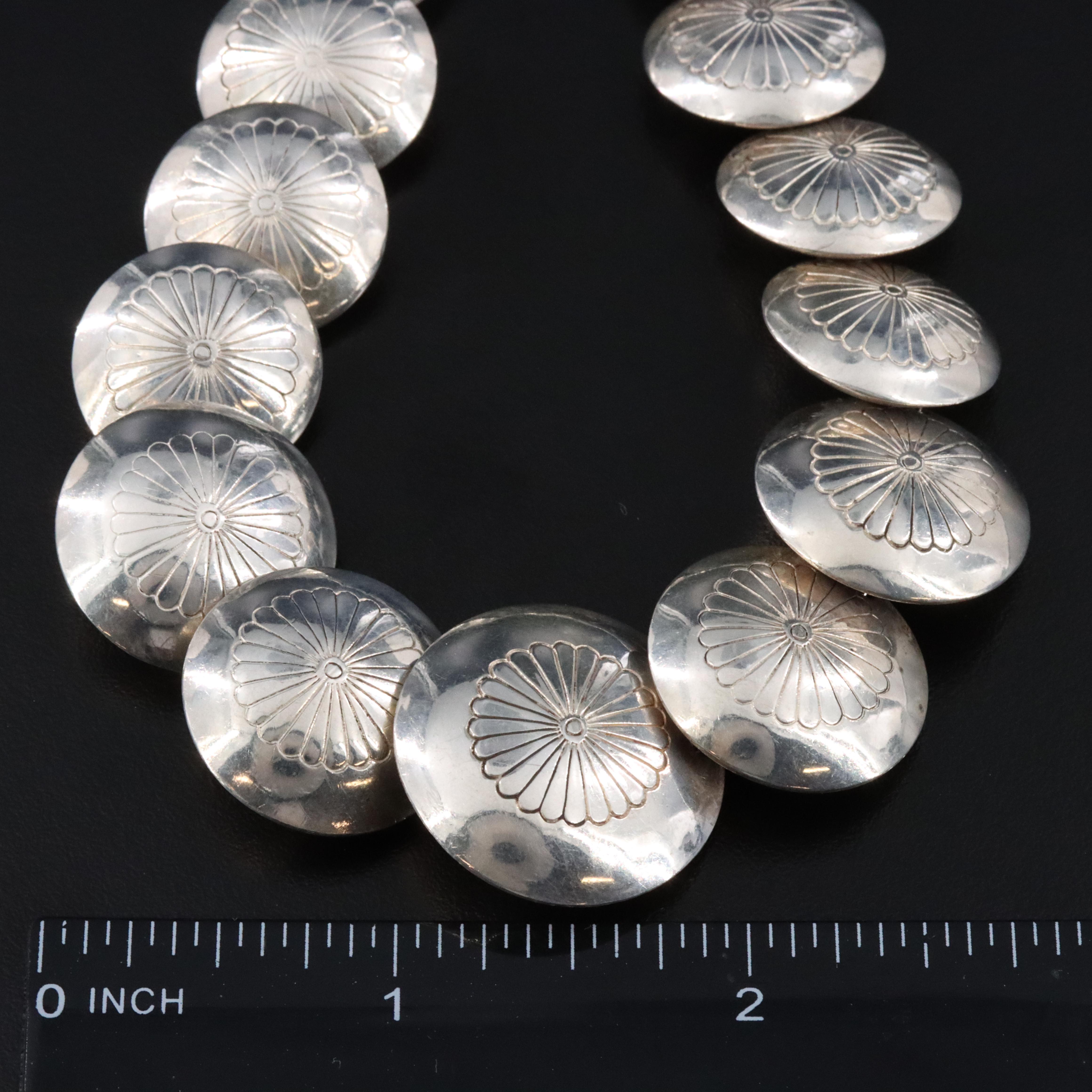 Southwestern Signed Sterling Concho Necklace