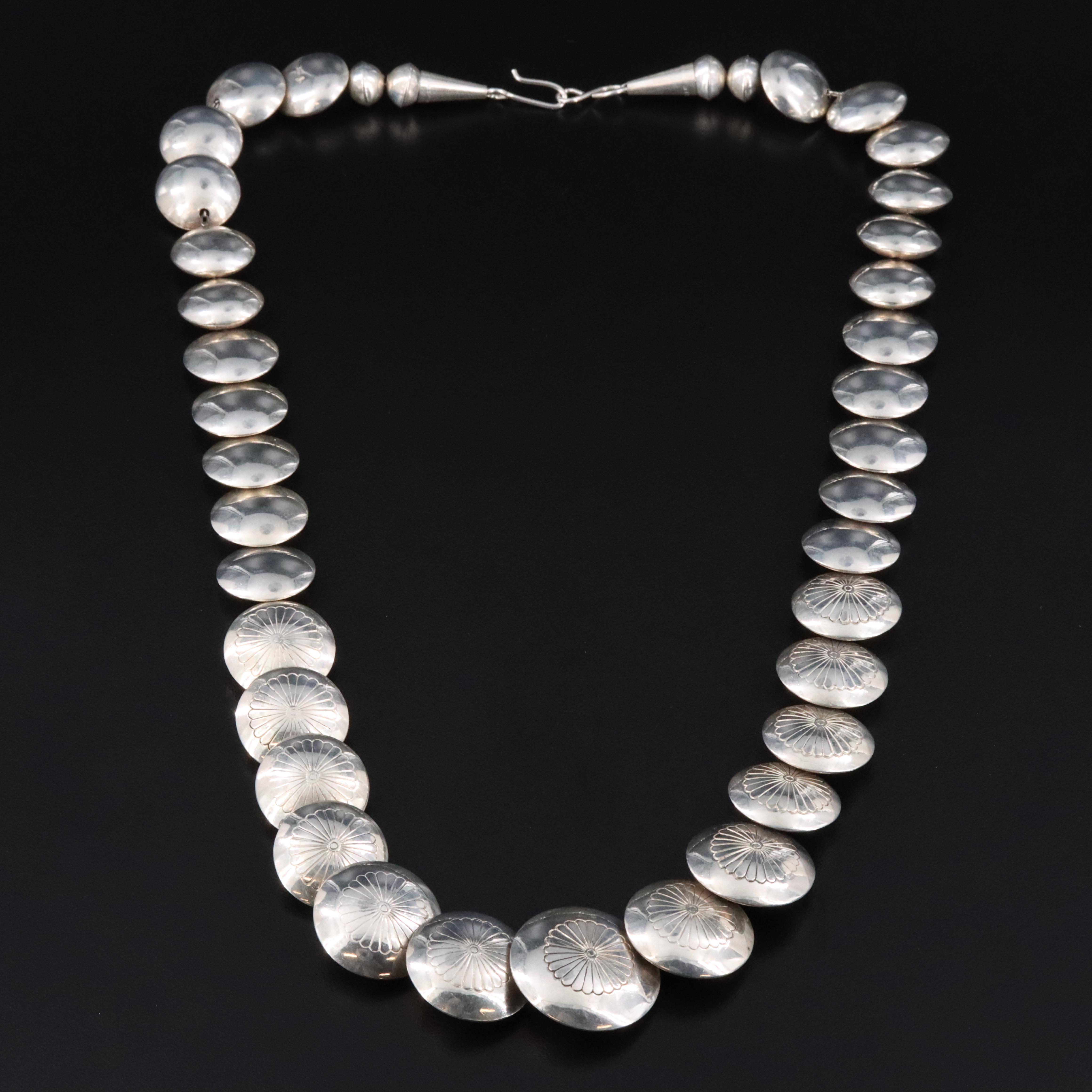 Southwestern Signed Sterling Concho Necklace