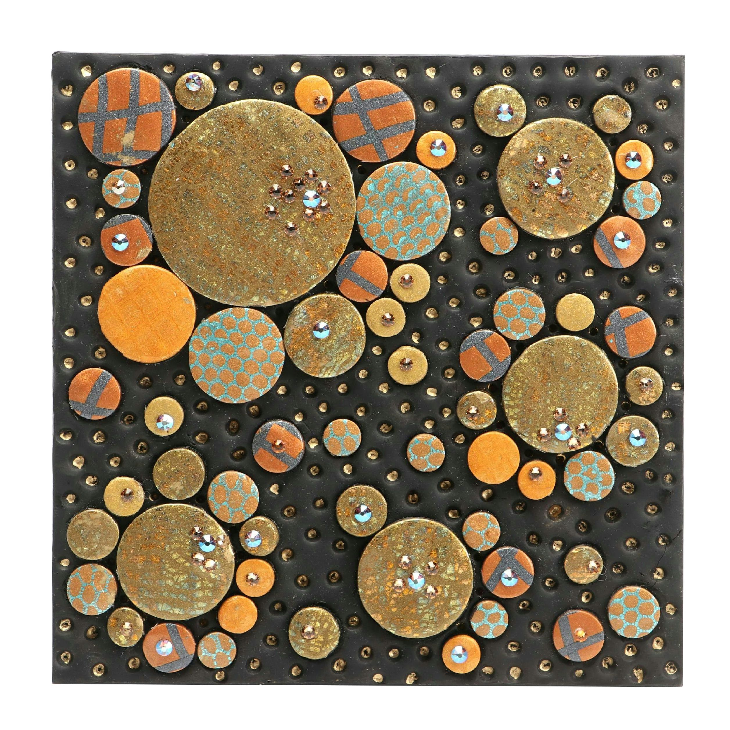 Deborah Kovacs-Sturdevant Mixed Media Collage "Shiny Bubbles," 21st Century