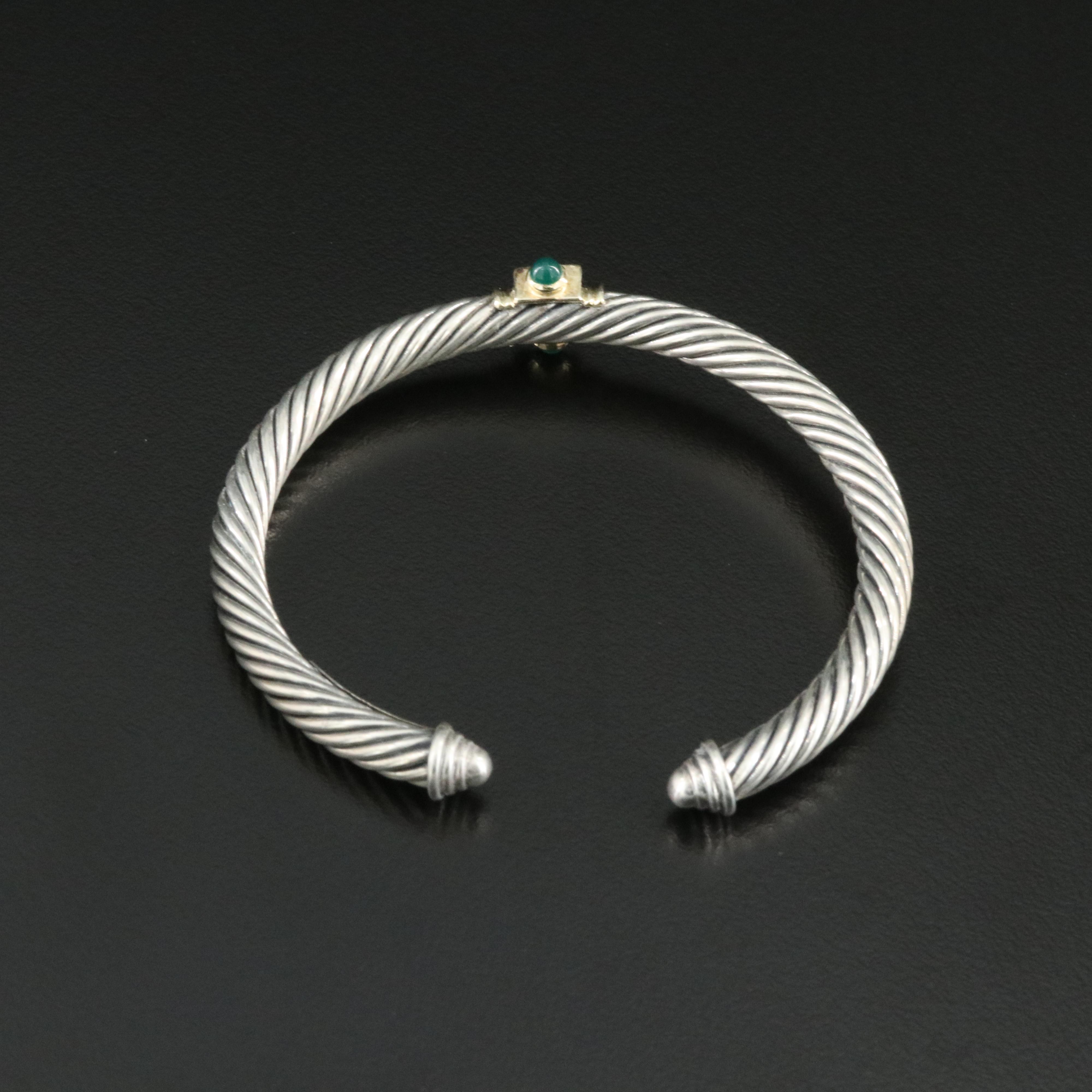 David Yurman Renaissance Sterling and 14K Gemstone Cable Cuff Bracelet