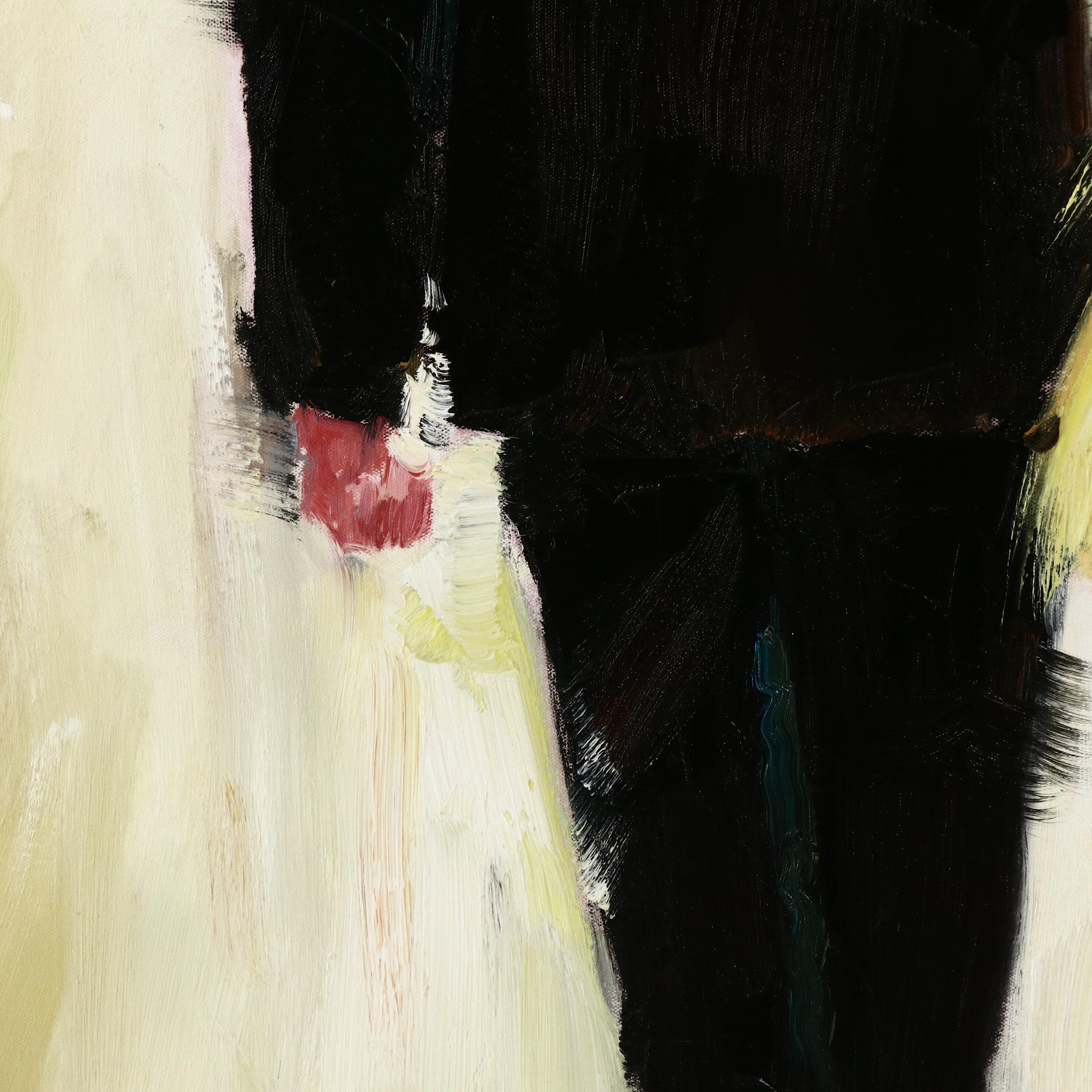 Oil Painting of Couple Walking in the Rain with Umbrellas