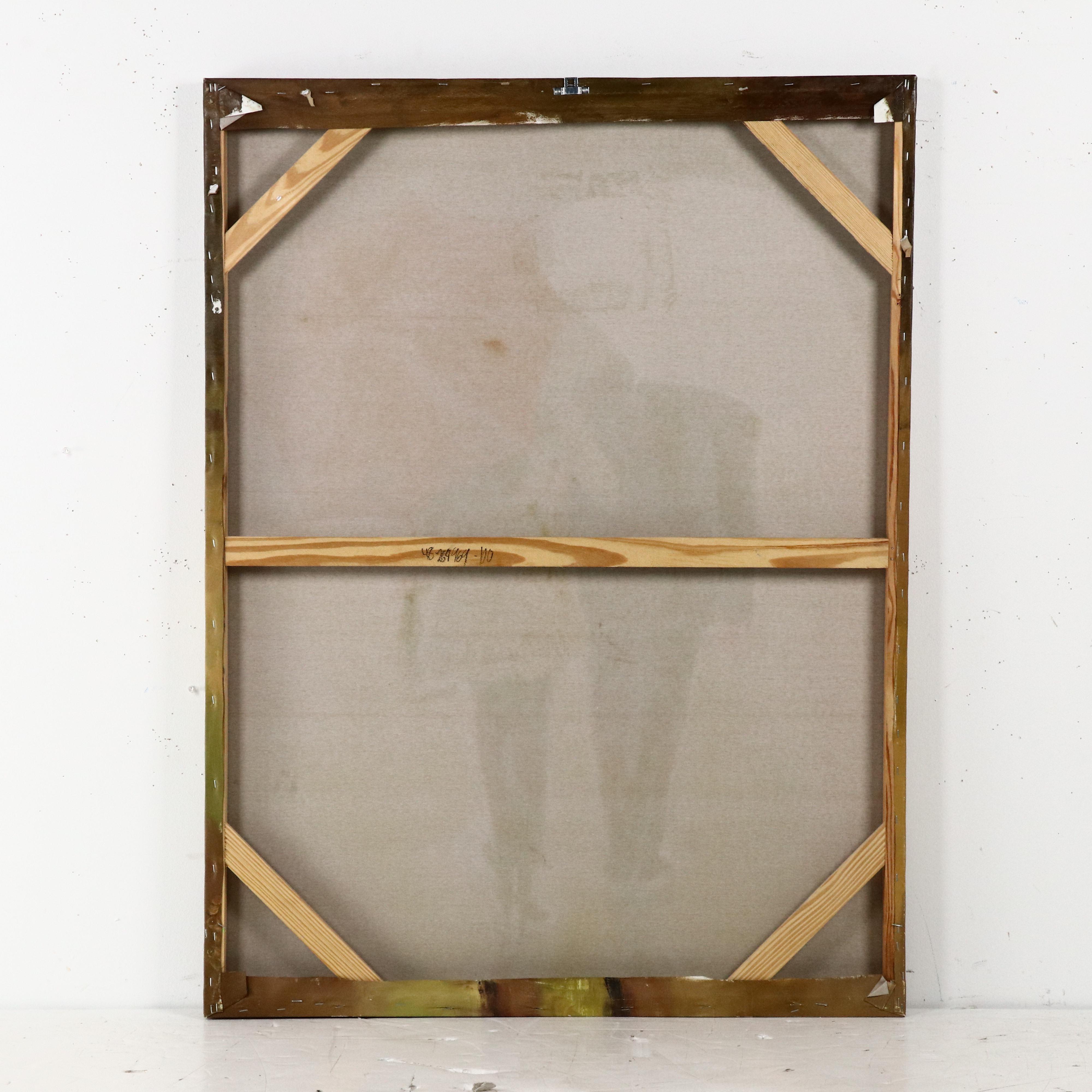 Oil Painting of Couple Walking in the Rain with Umbrellas