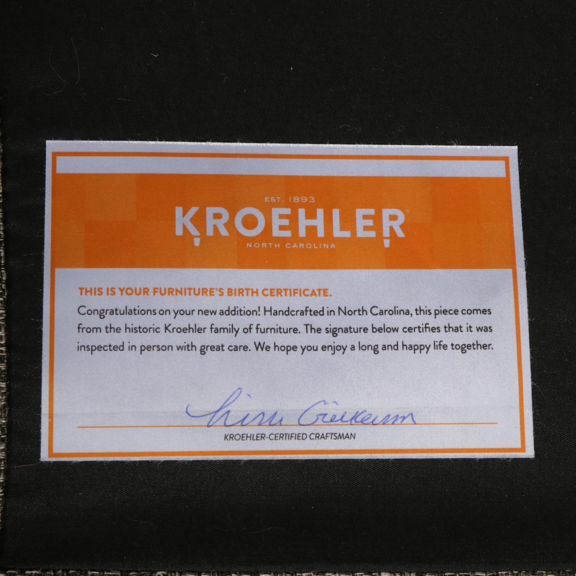 Kroehler Modernist Upholstered Sofa with Nailhead Trim