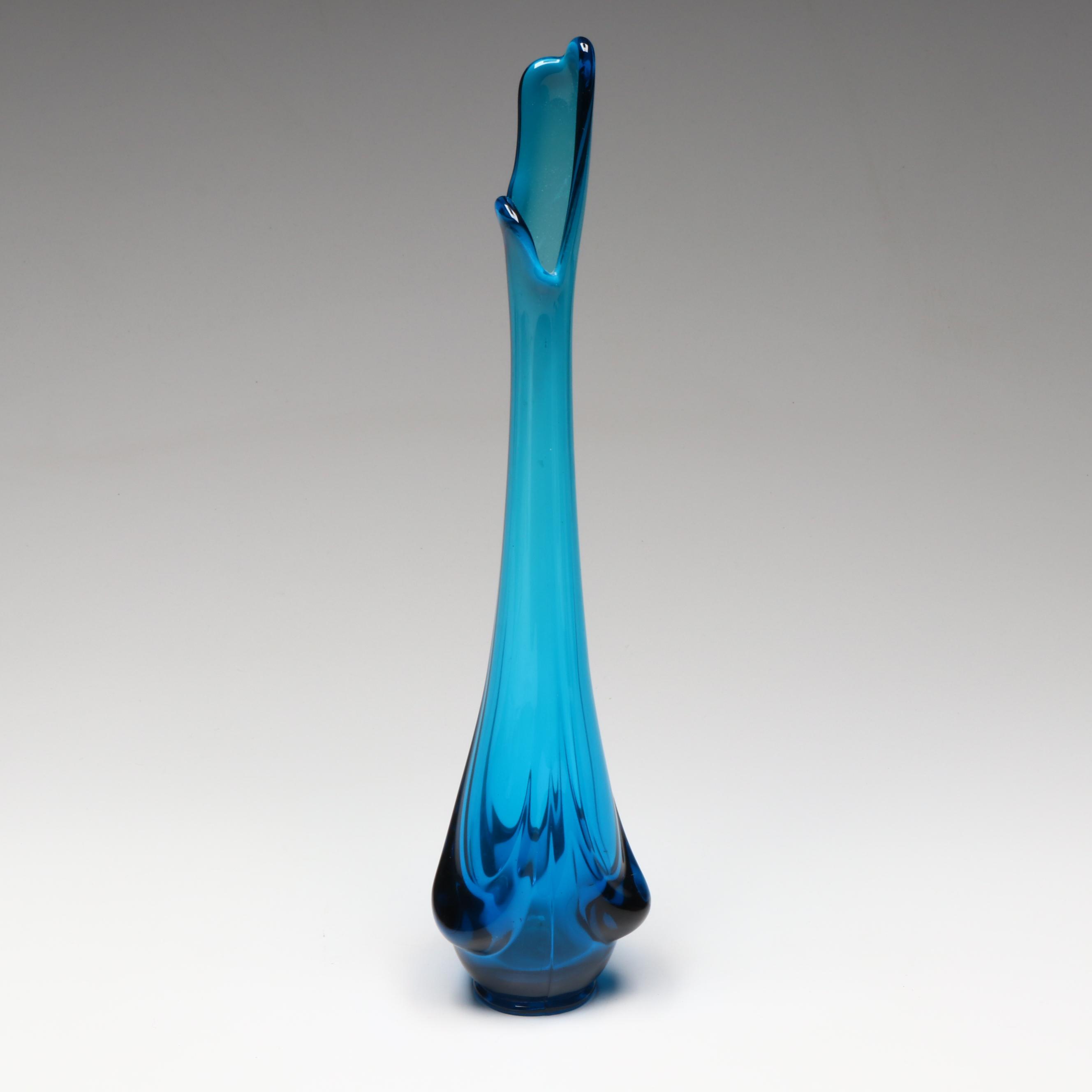 Viking Mid Century Modern Bluenique Swung Glass Vase