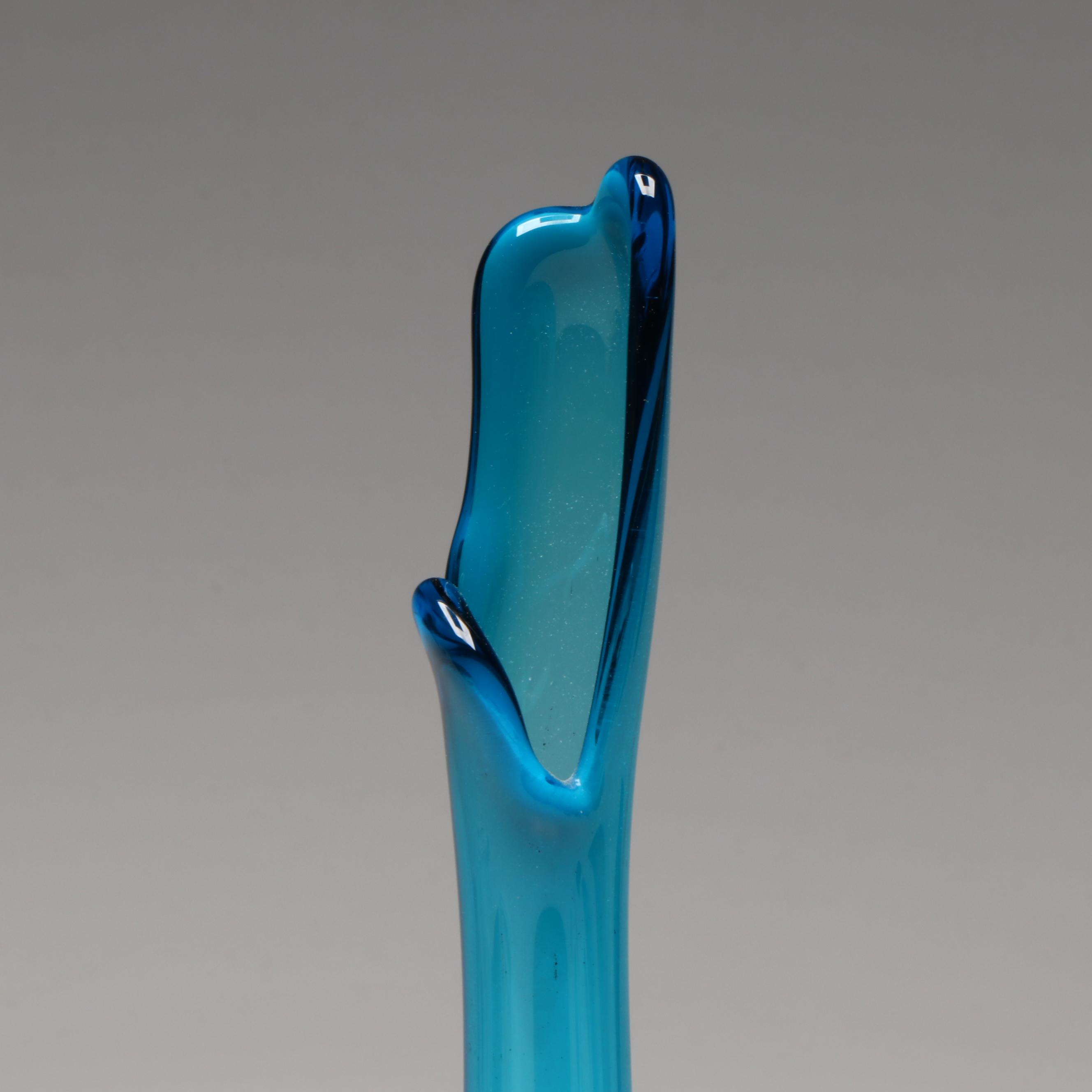 Viking Mid Century Modern Bluenique Swung Glass Vase