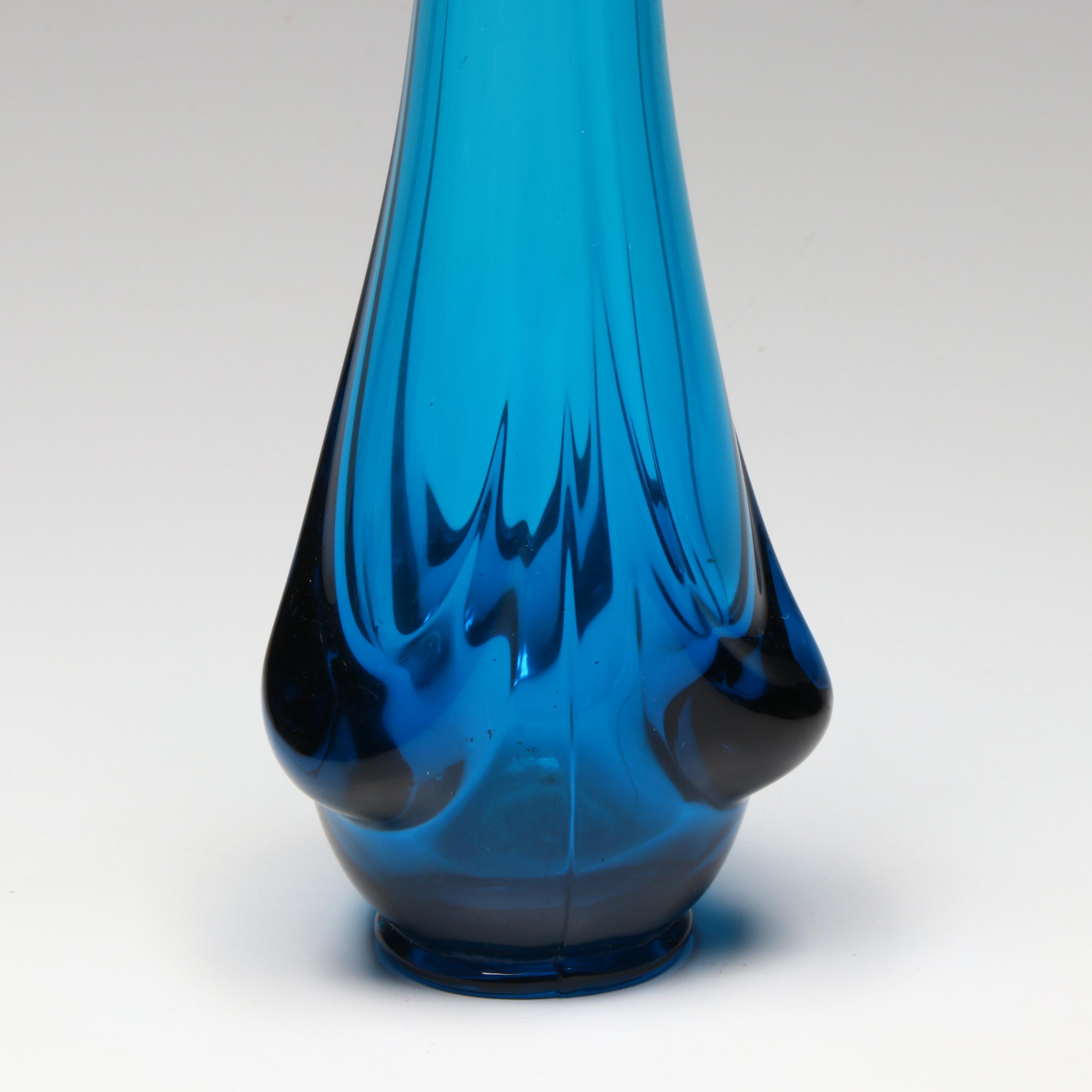 Viking Mid Century Modern Bluenique Swung Glass Vase