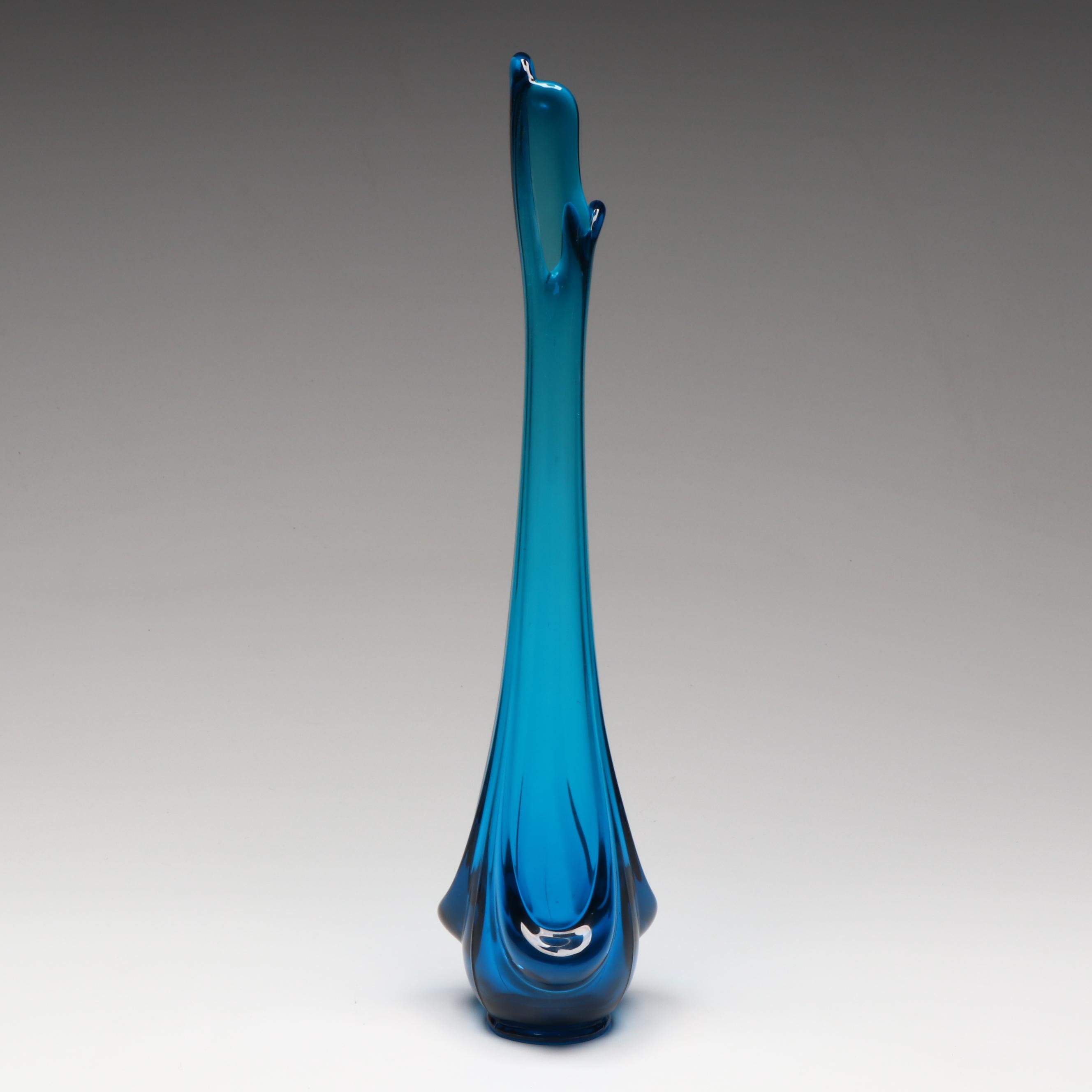 Viking Mid Century Modern Bluenique Swung Glass Vase