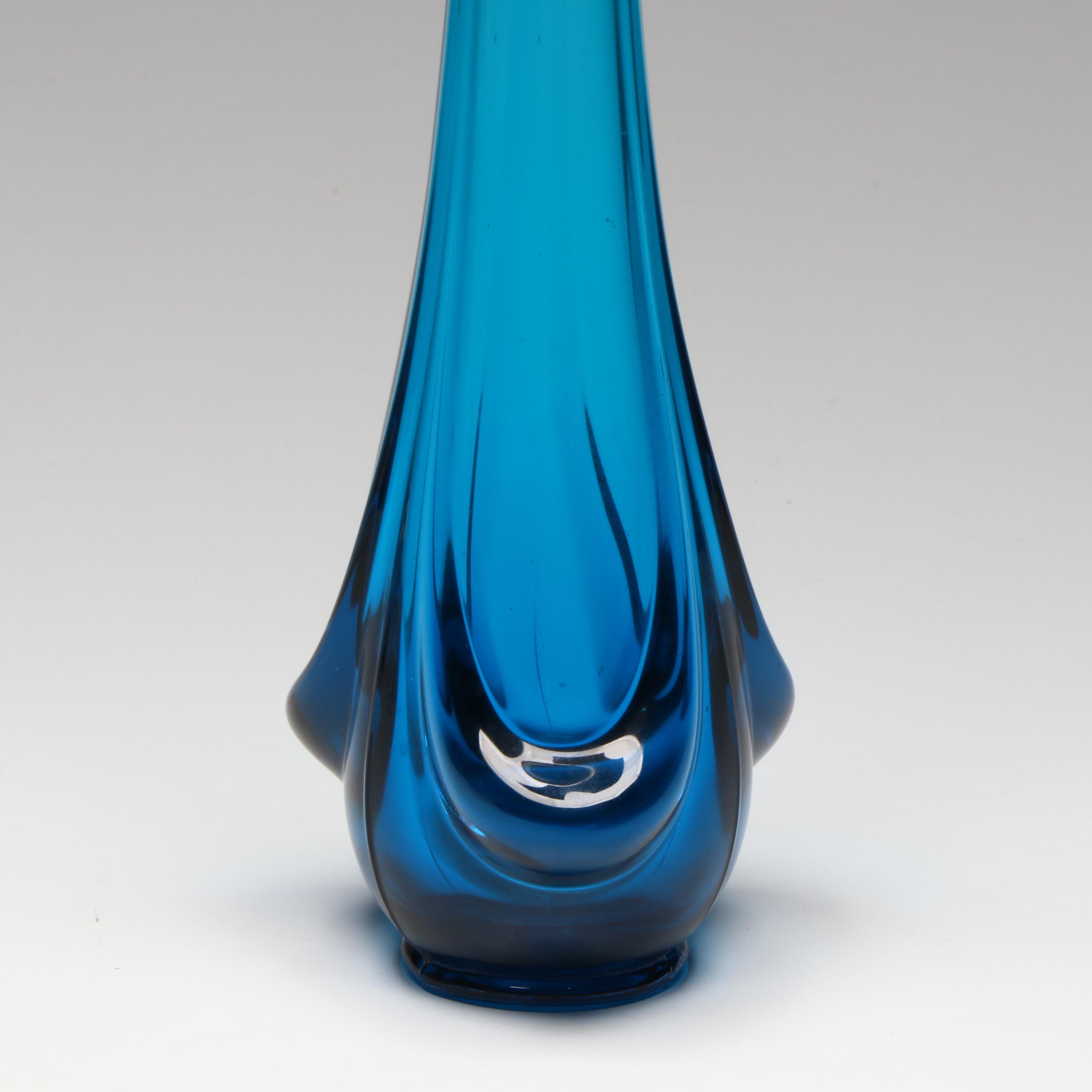 Viking Mid Century Modern Bluenique Swung Glass Vase