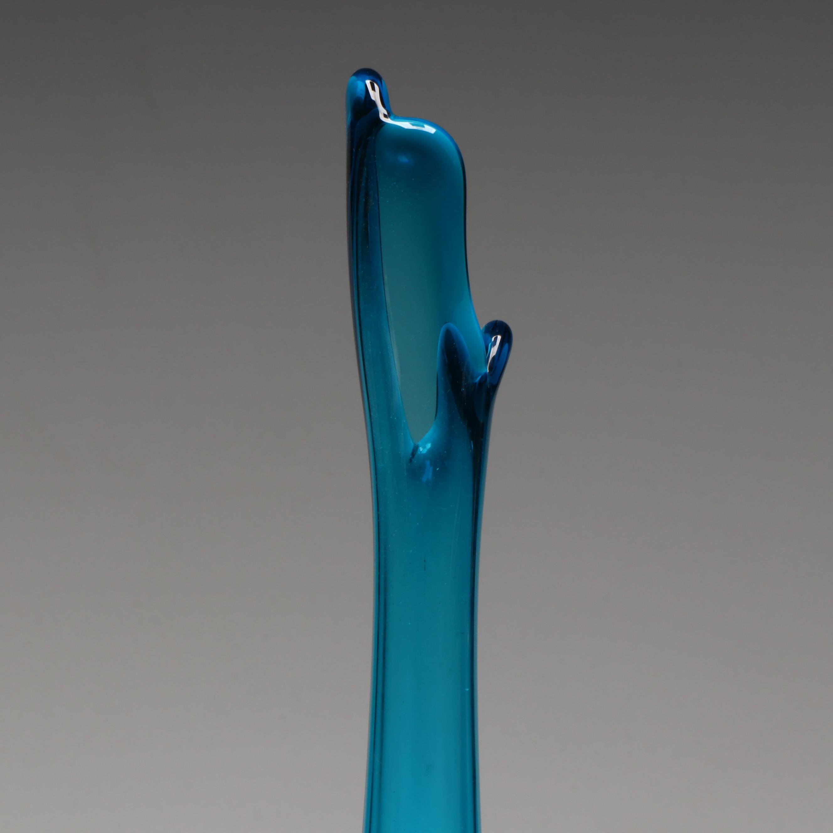 Viking Mid Century Modern Bluenique Swung Glass Vase