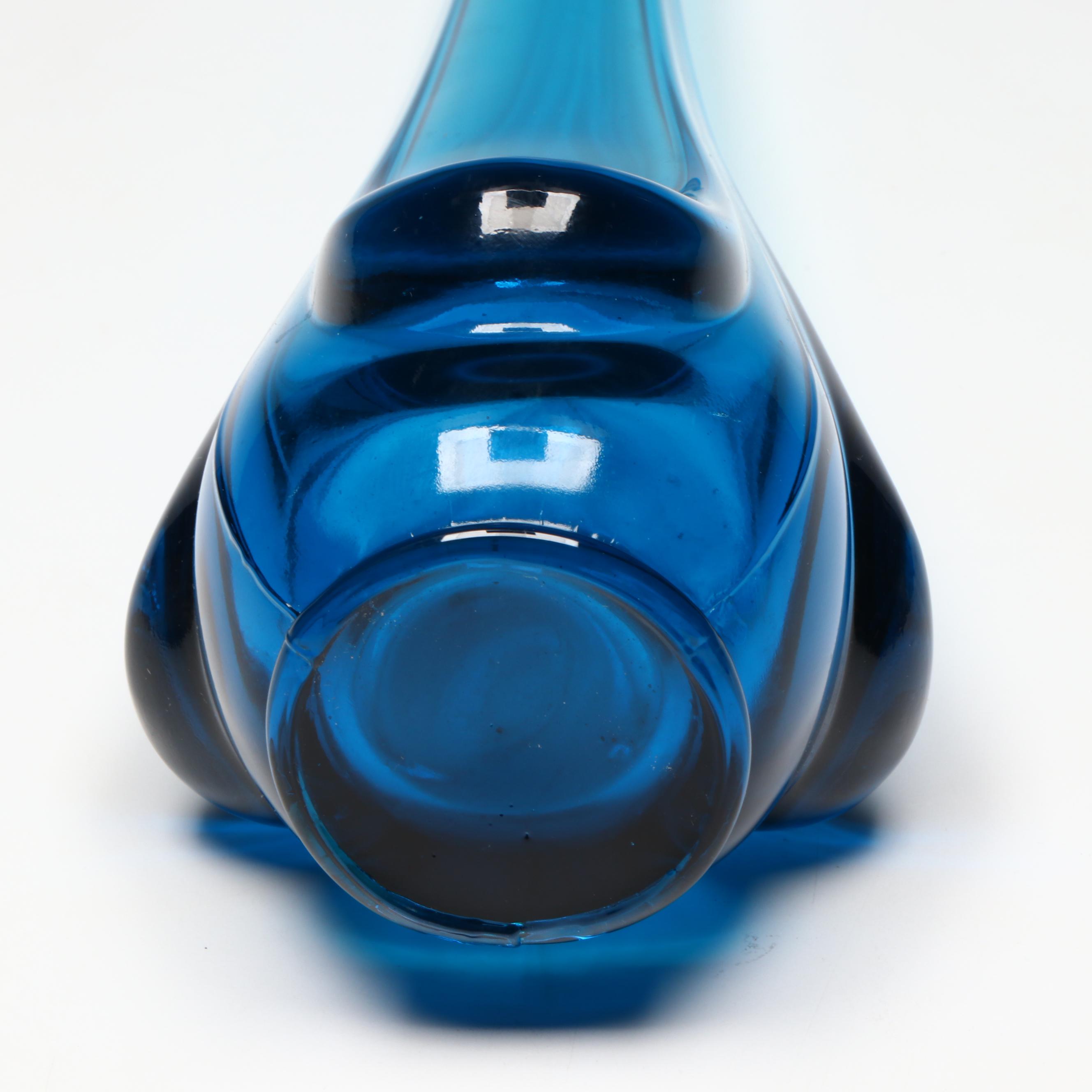 Viking Mid Century Modern Bluenique Swung Glass Vase