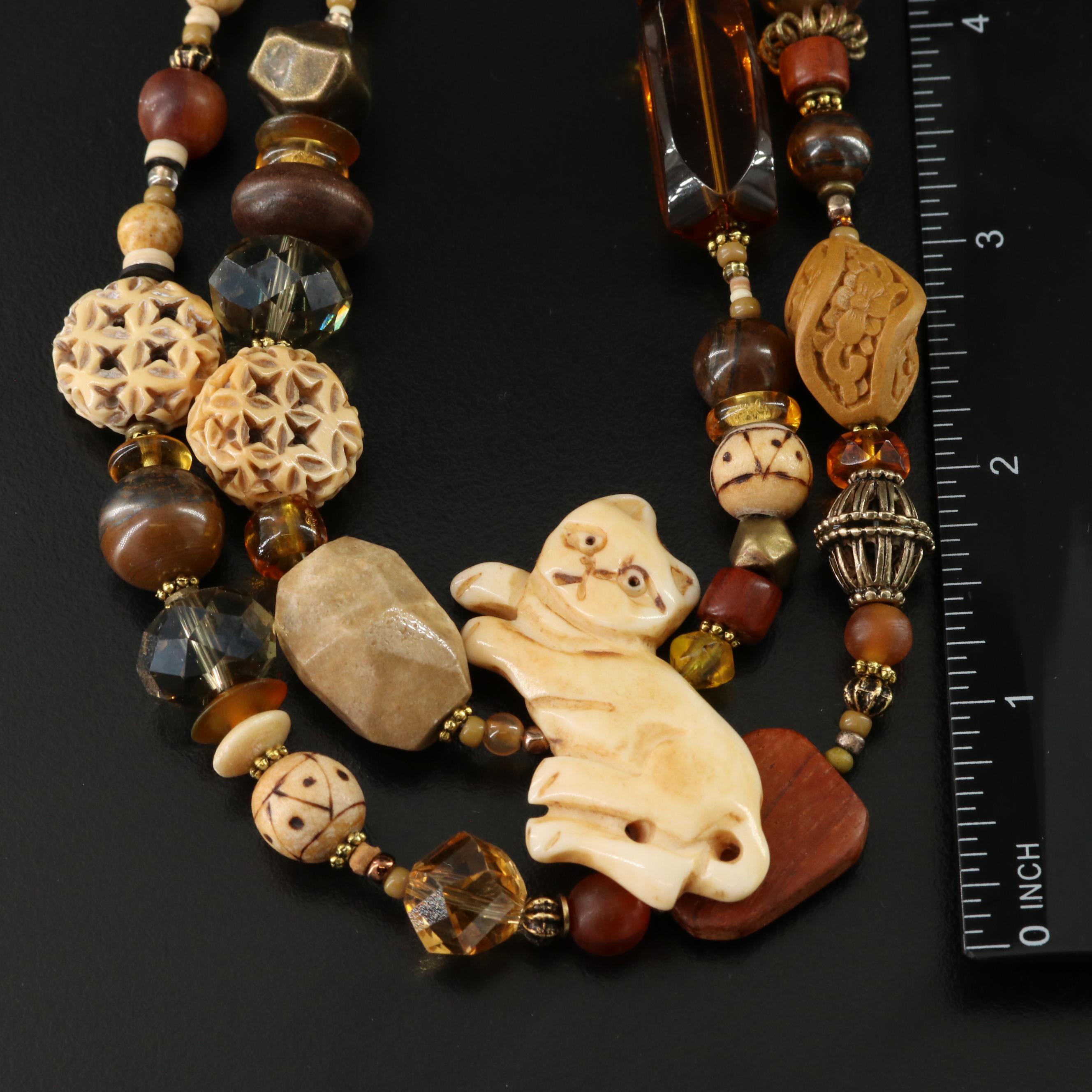 Bone and Tiger Iron Featured in Tiered Necklace