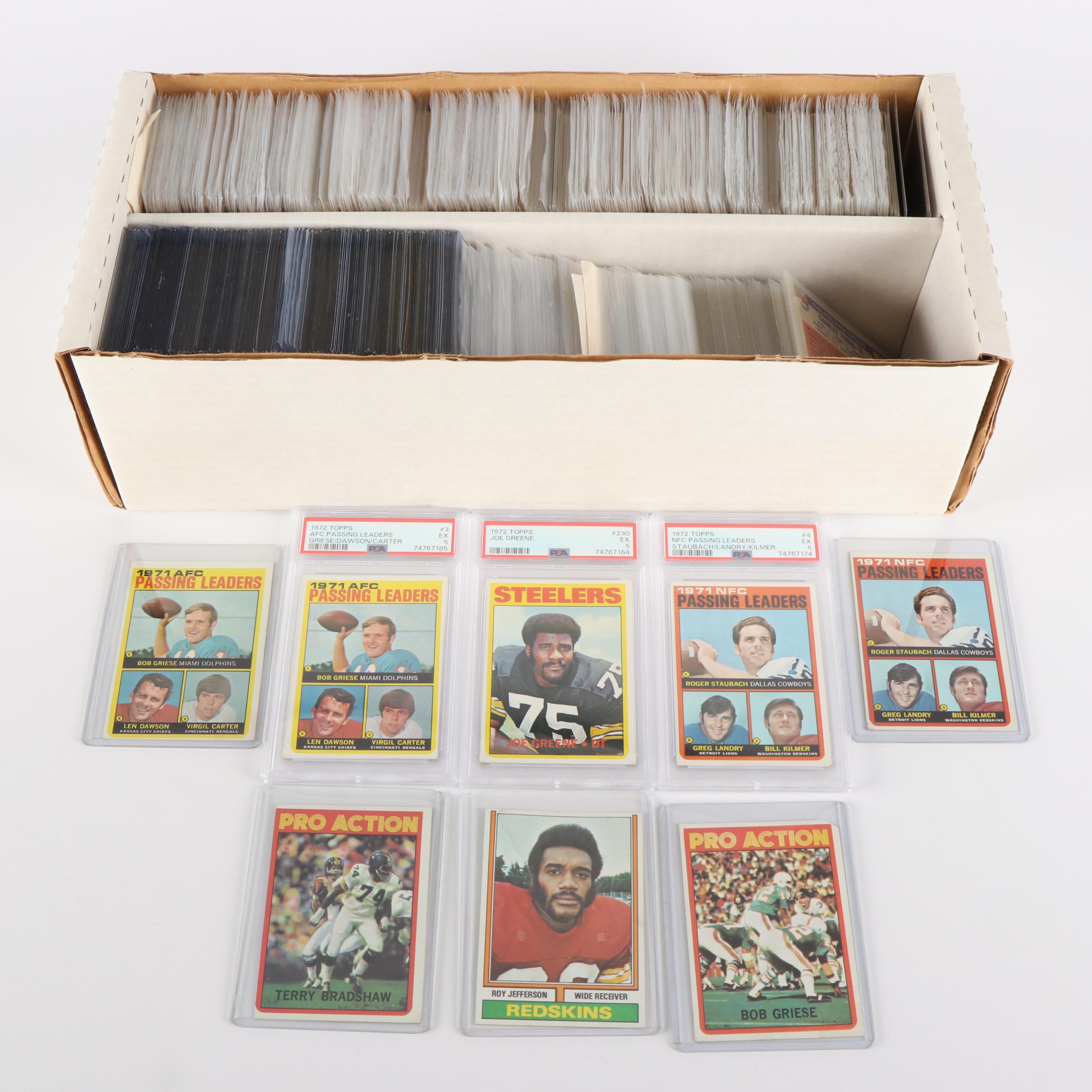 800+ Football 1970's Card Lot with a HOF Griese, Bradshaw and Graded Joe Greene