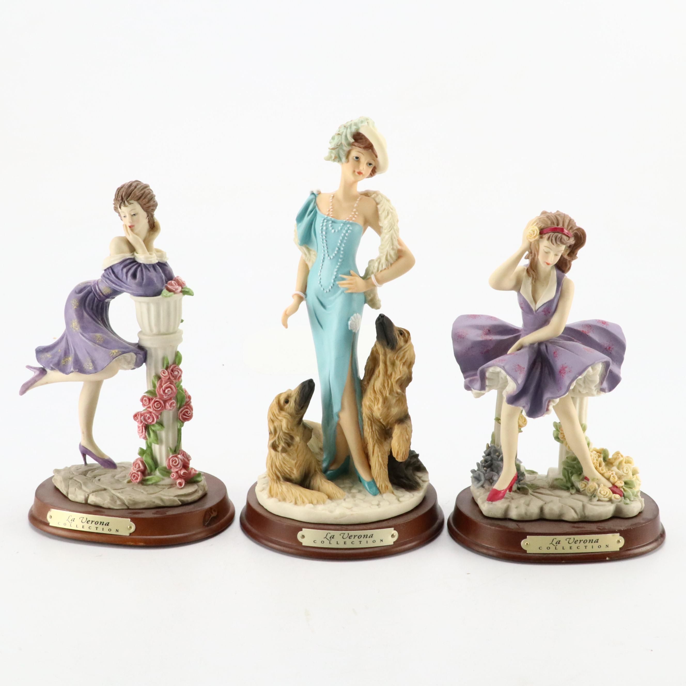 La Verona Collection Alabastrite Resin Figurines on Wood Bases
