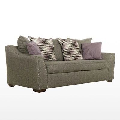 Kroehler Modernist Upholstered Sofa with Nailhead Trim Kroehler Modernist Upholstered Sofa with Nailhead Trim