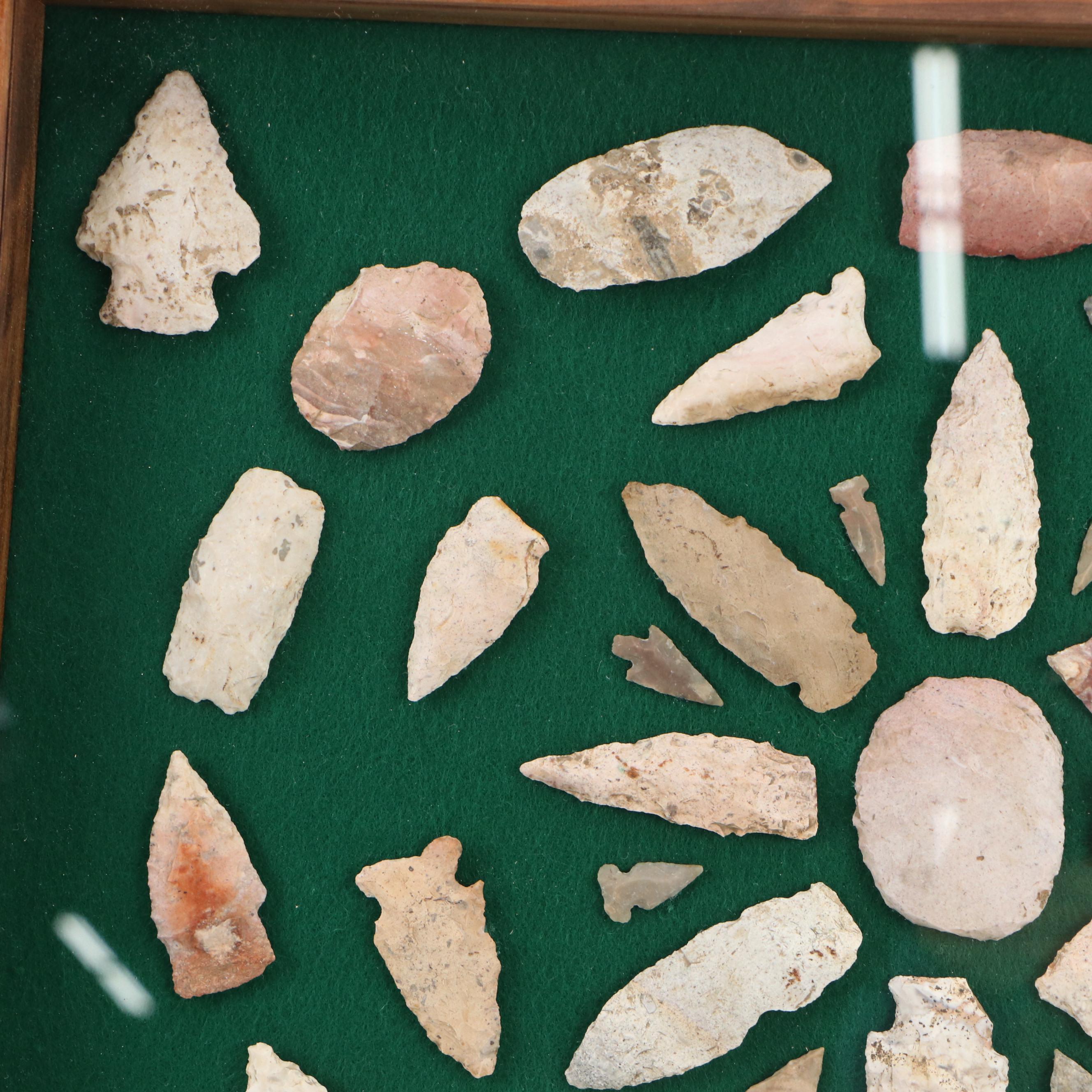 Indigenous Flint and Other Stone Arrowheads and Scrapers