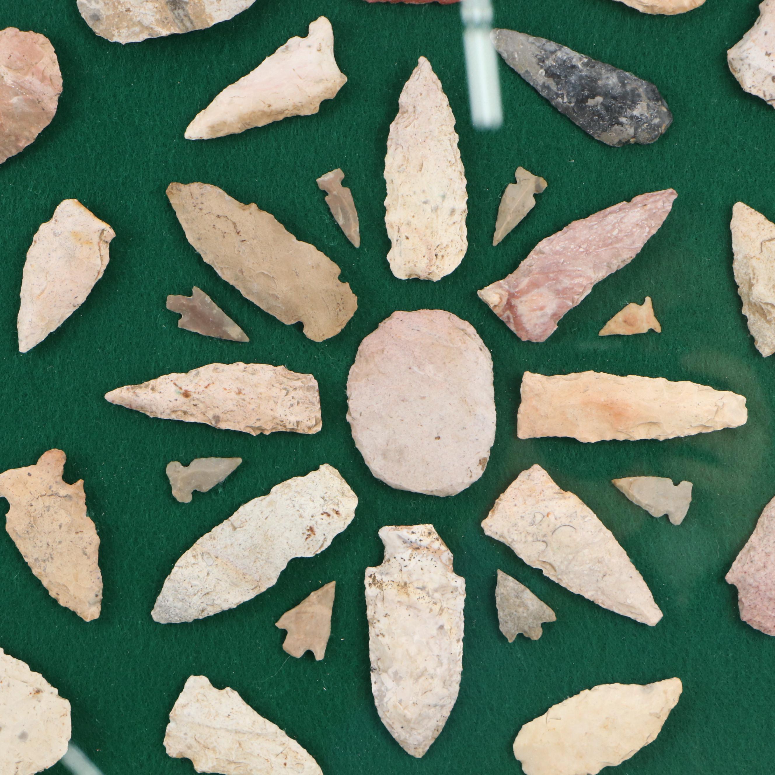 Indigenous Flint and Other Stone Arrowheads and Scrapers