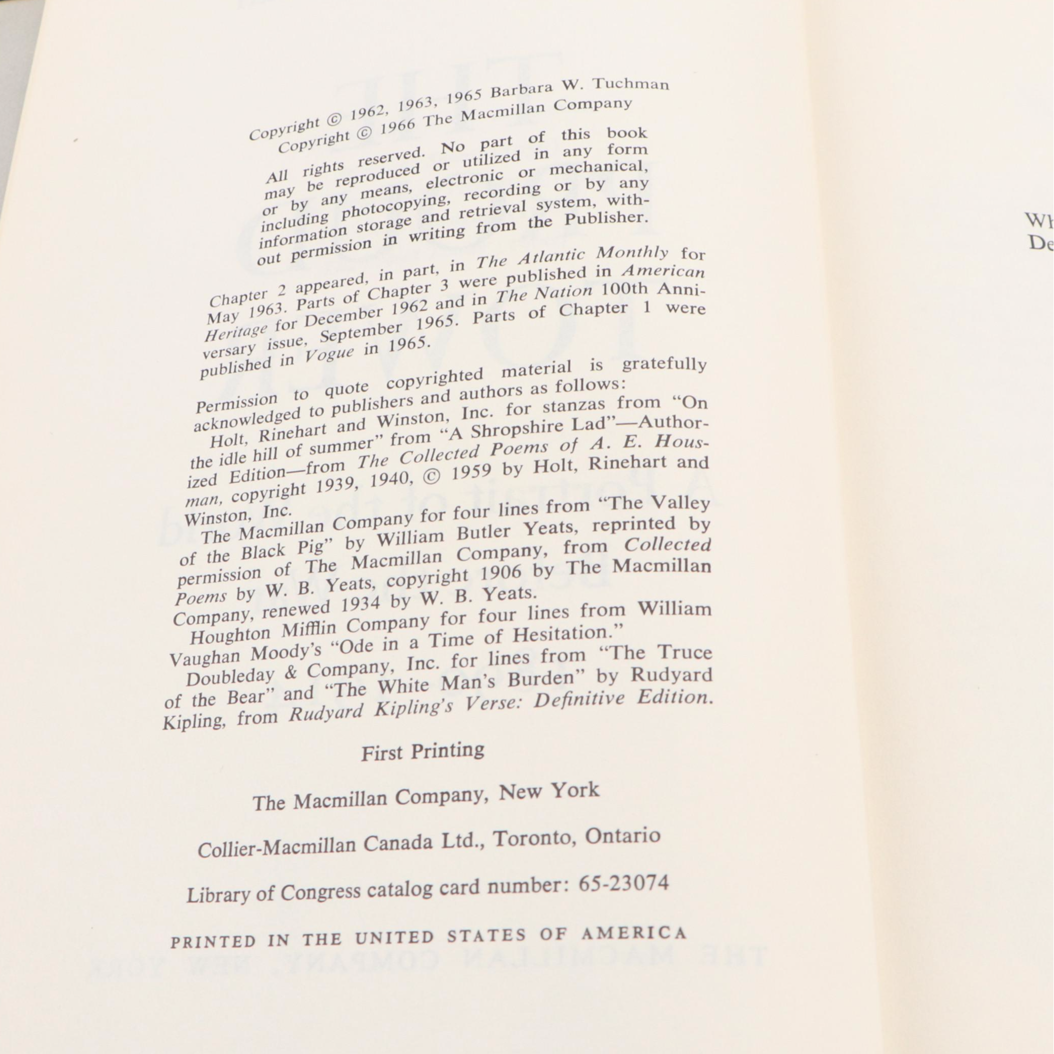 First Printing "The Proud Tower" by Barbara W. Tuchman and More Nonfiction Books